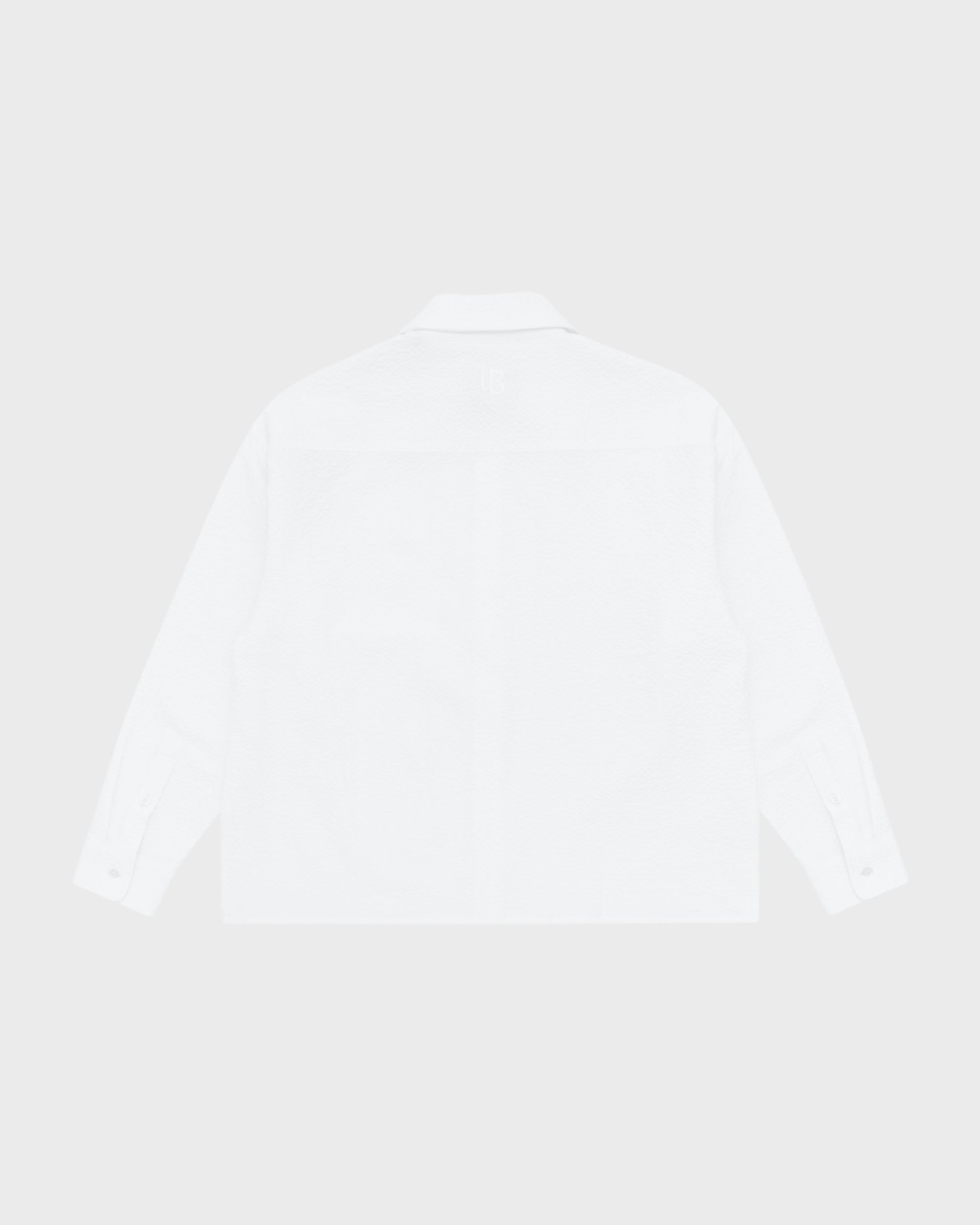L/S CROP SEERSUCKER SHIRT - WHITE