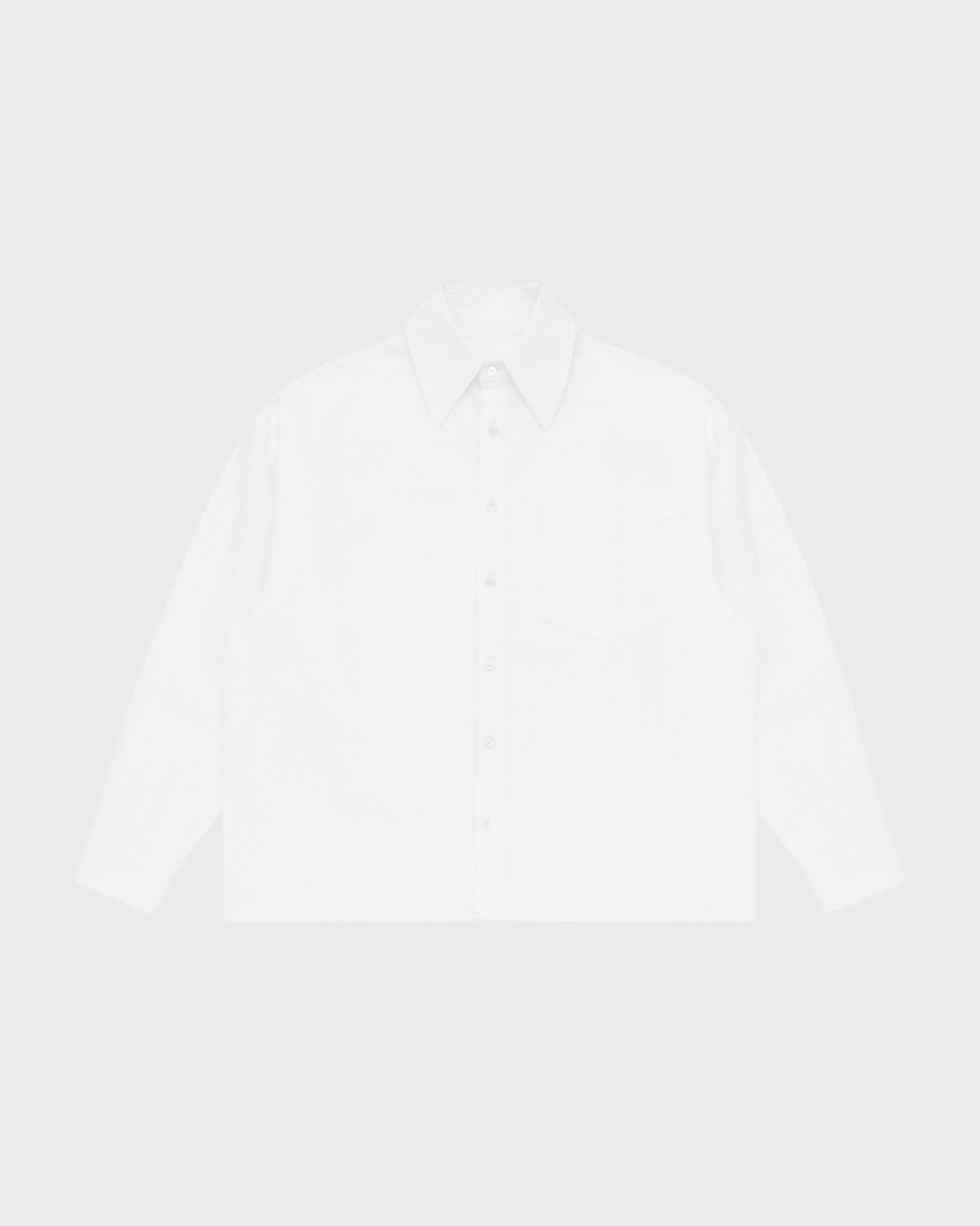 L/S CROP SEERSUCKER SHIRT - WHITE
