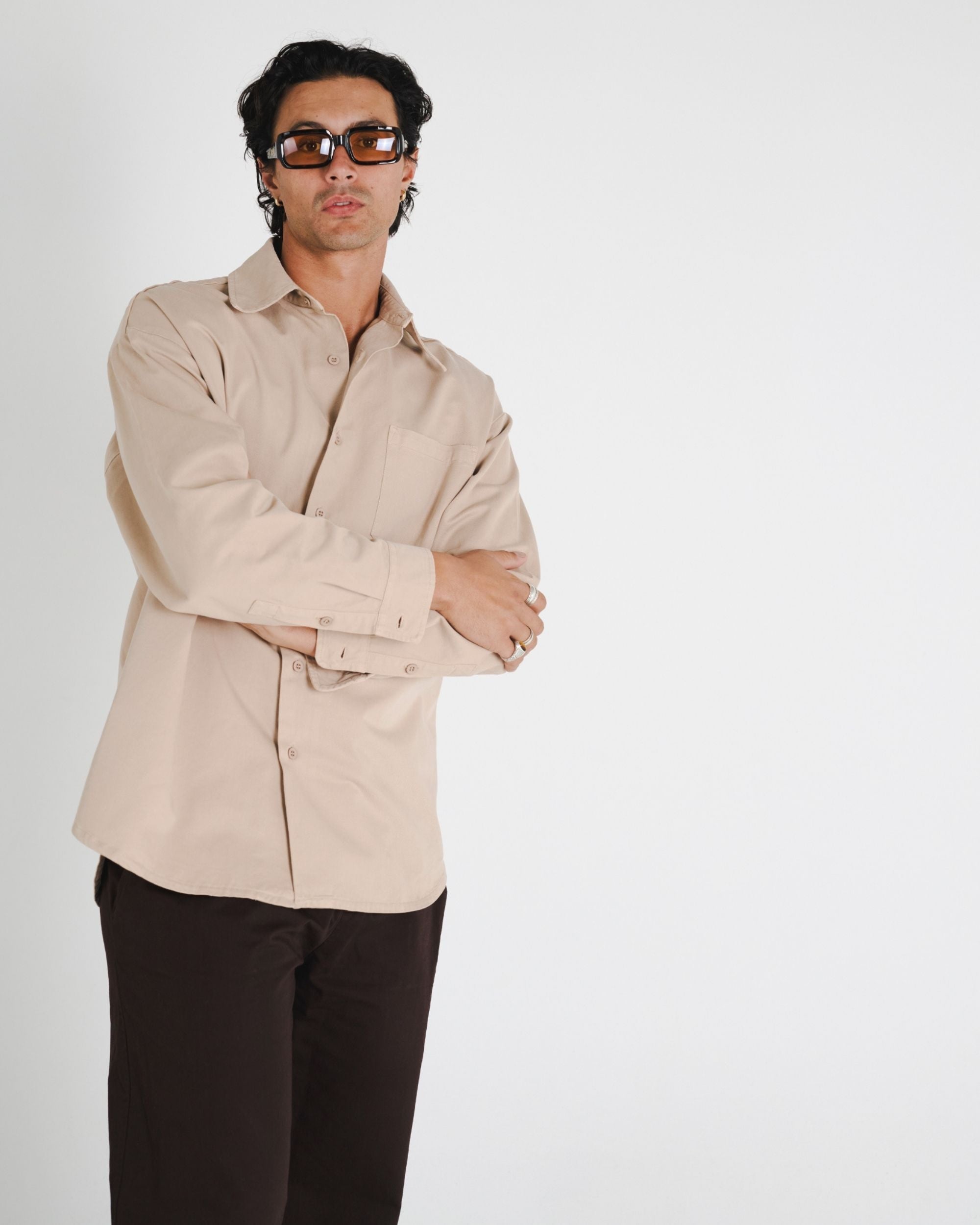 LONG SLEEVE SHIRT - TAUPE