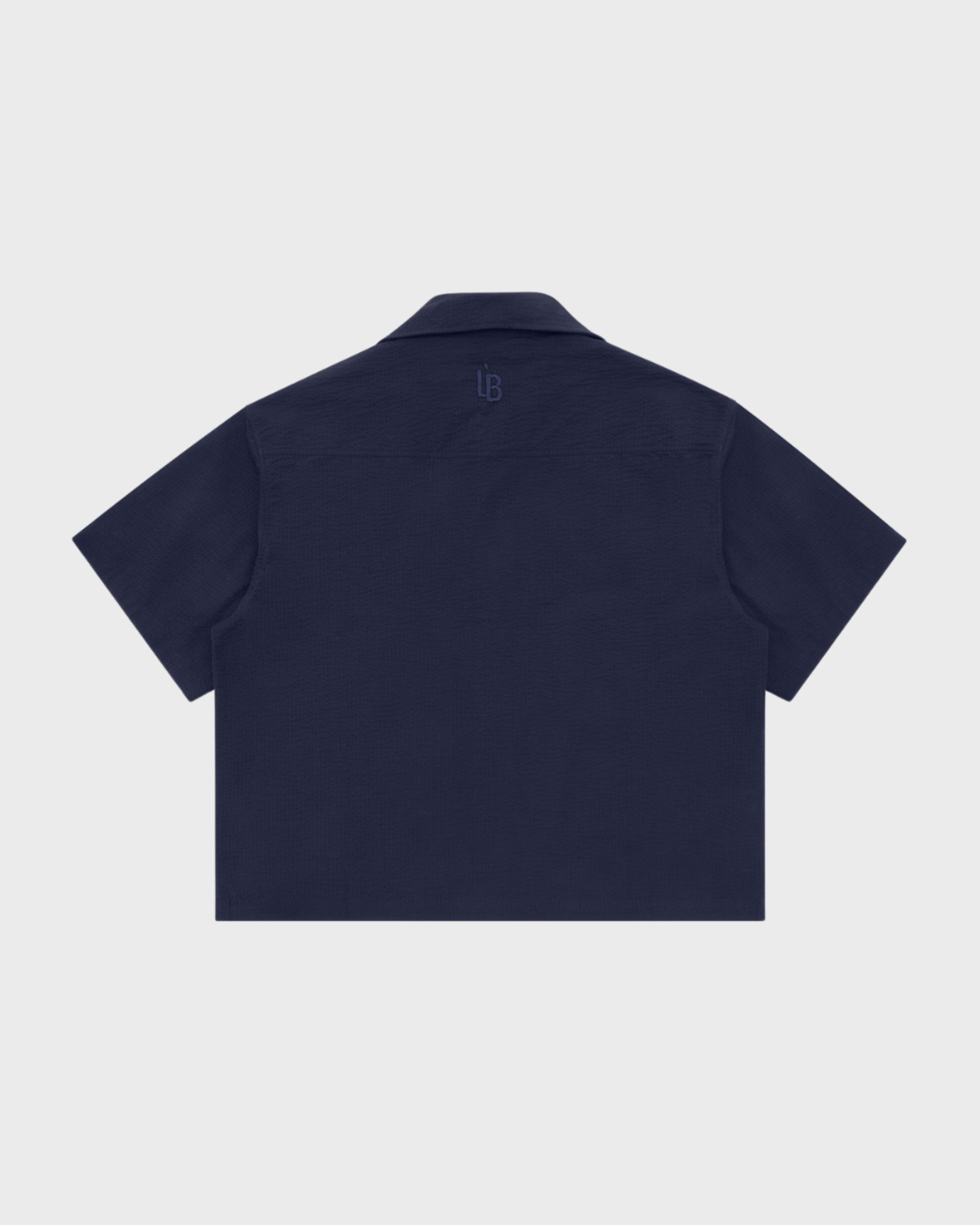 S/S CROP SHIRT SEERSUCKER - NAVY