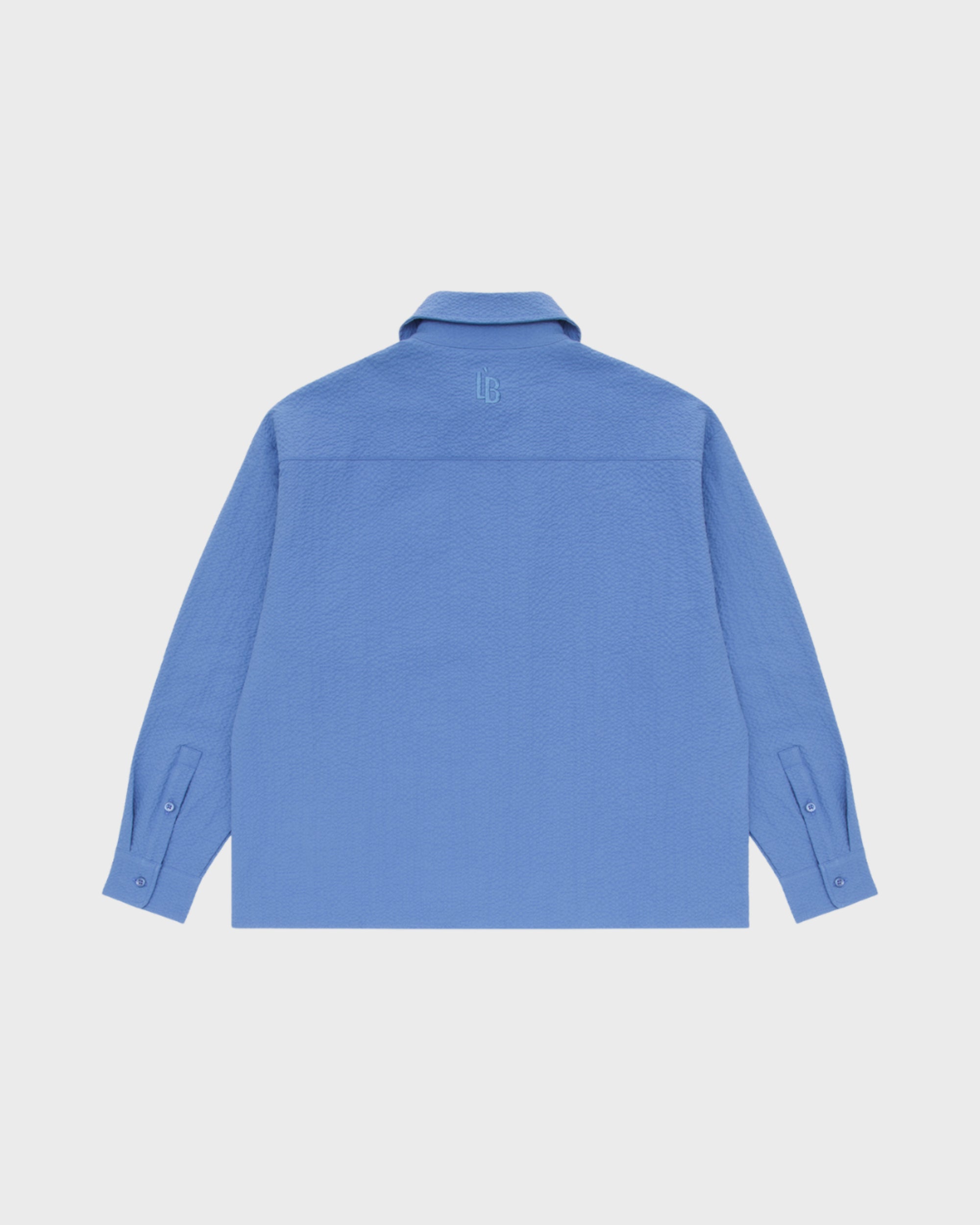 L/S CROP SEERSUCKER SHIRT - LIGHT BLUE
