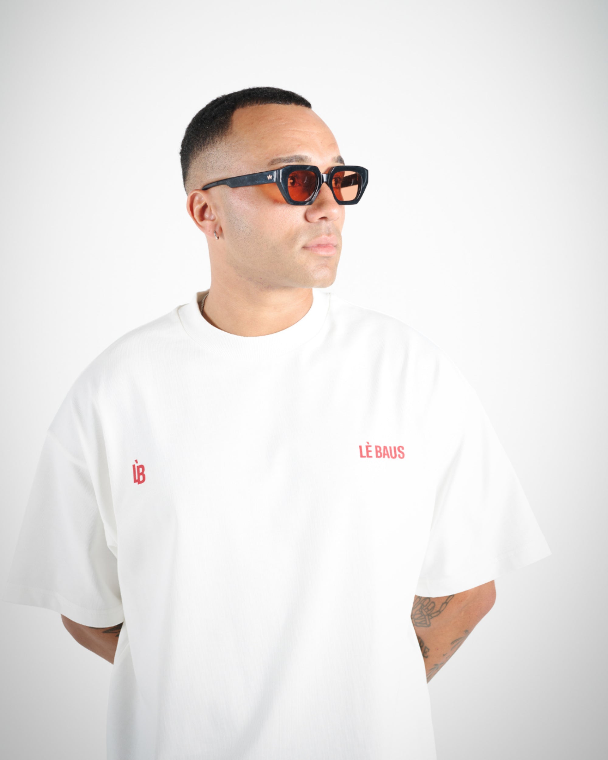 CROP DOUBLE LOGO T-SHIRT - WHT/RED