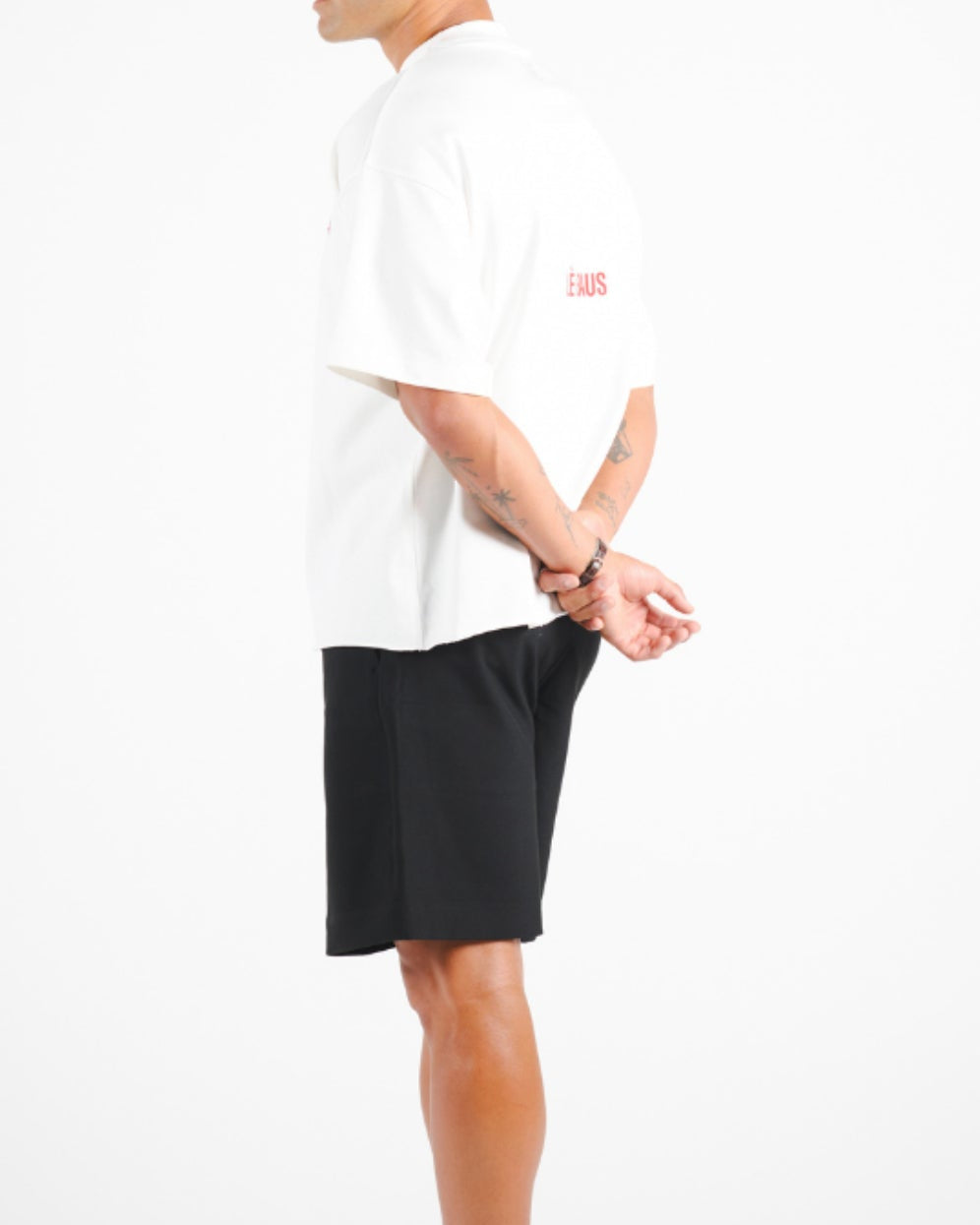 CROP DOUBLE LOGO T-SHIRT - WHT/RED