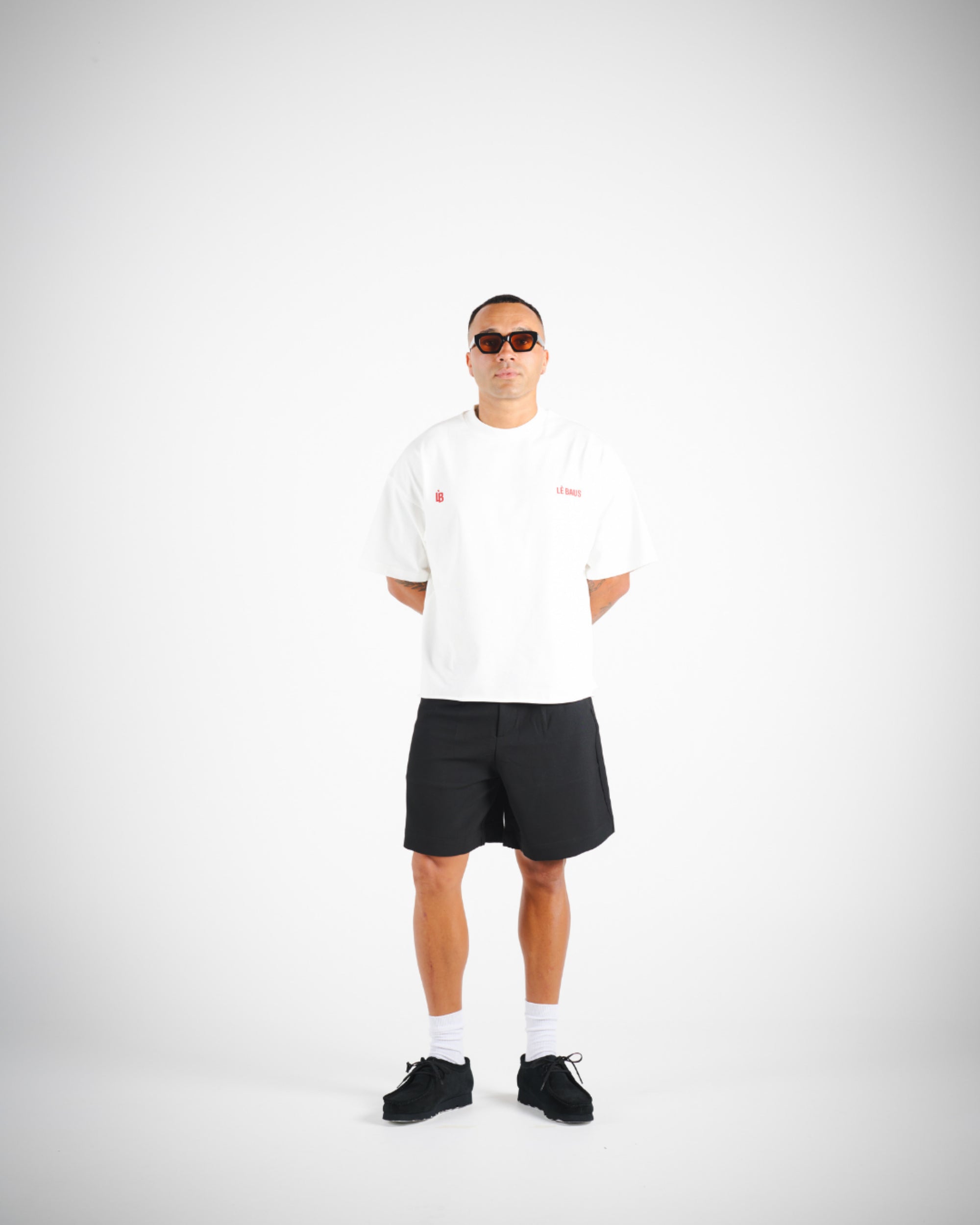 CROP DOUBLE LOGO T-SHIRT - WHT/RED