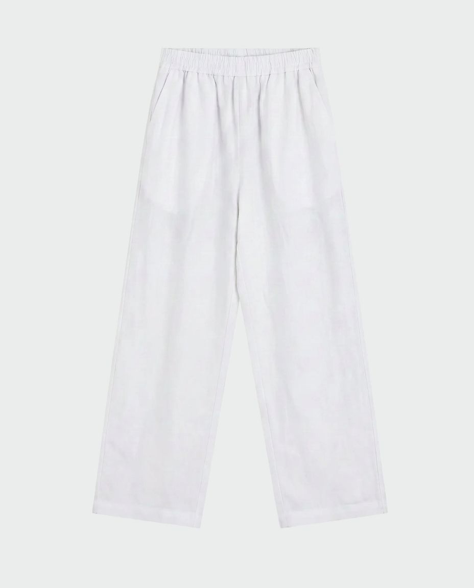 WIDE LEG LINEN PANTS - WHITE