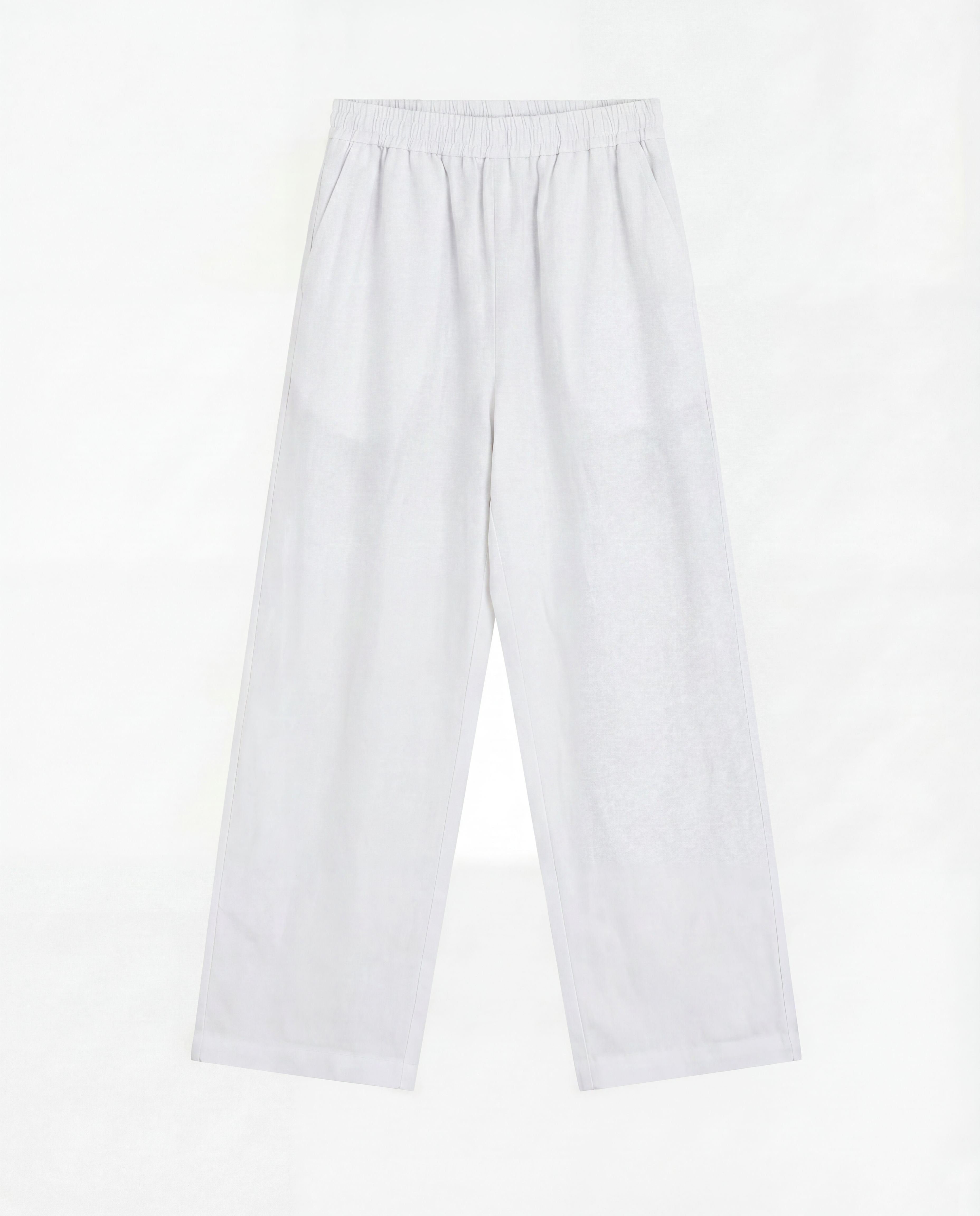 WIDE LEG LINEN PANTS - WHITE