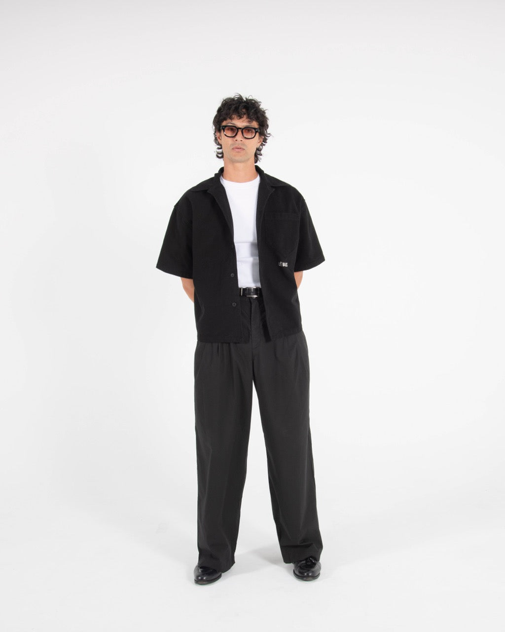 CROP SS OVERSHIRT - BLACK