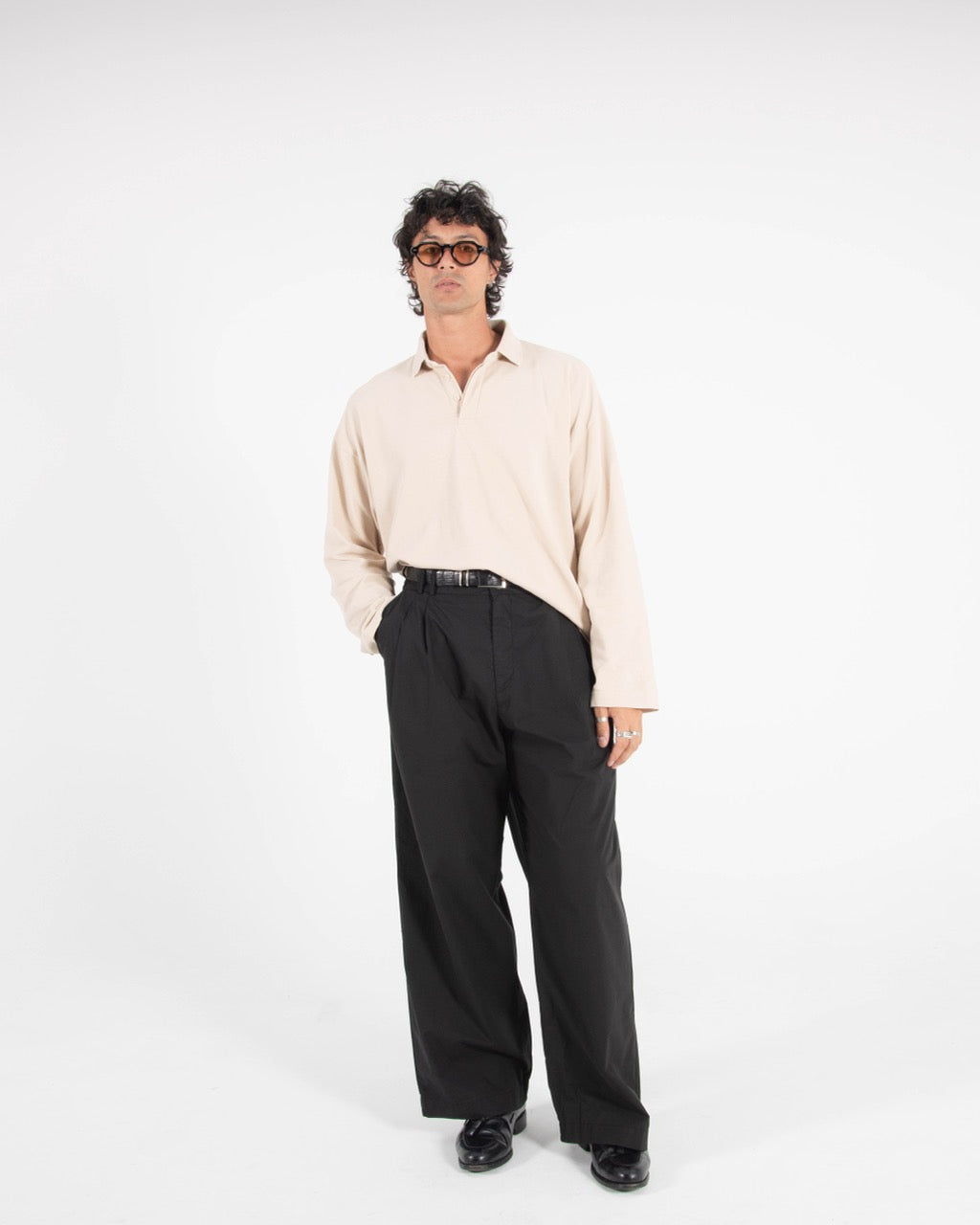 L/S POLO SHIRT - OATMEAL
