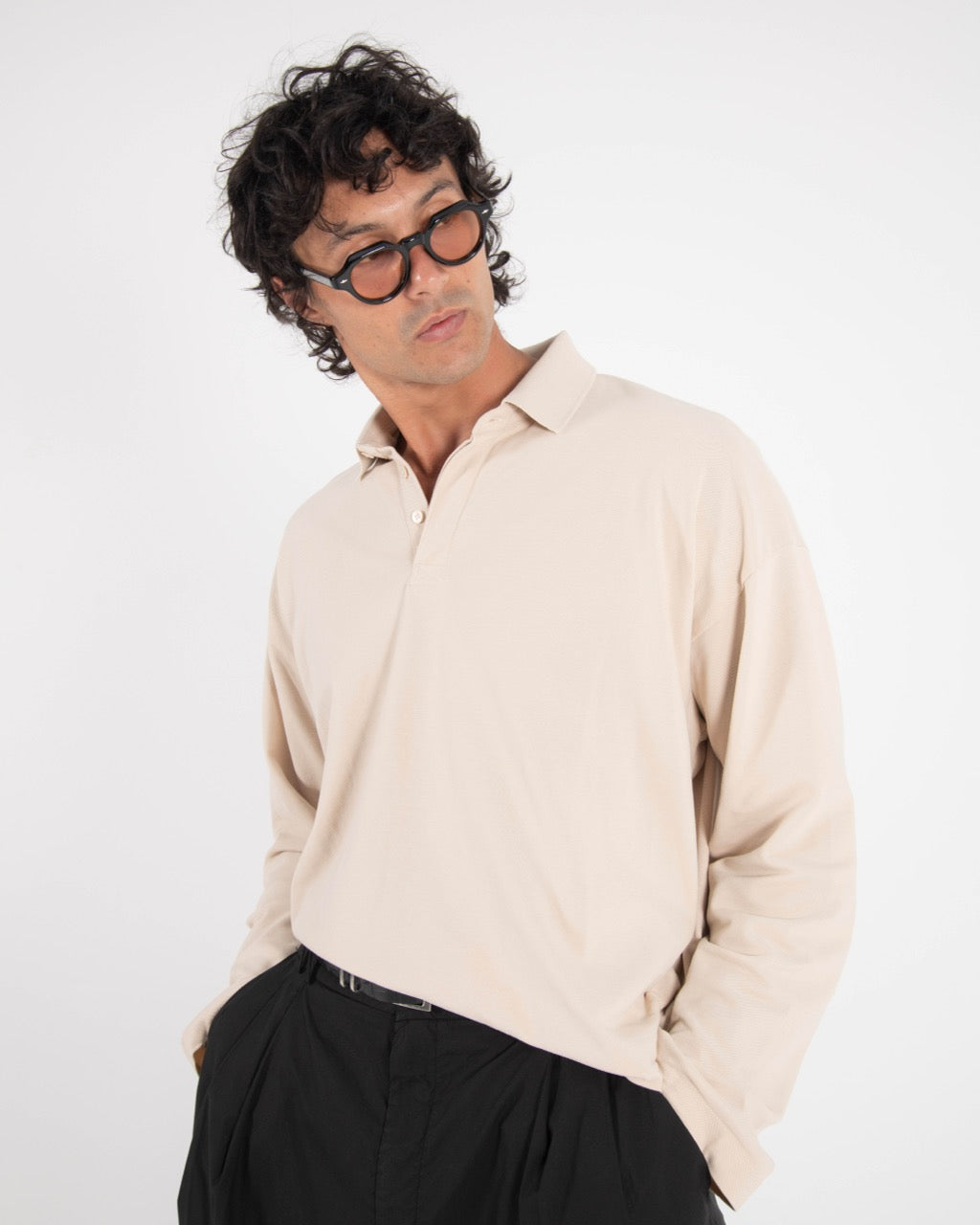 L/S POLO SHIRT - OATMEAL