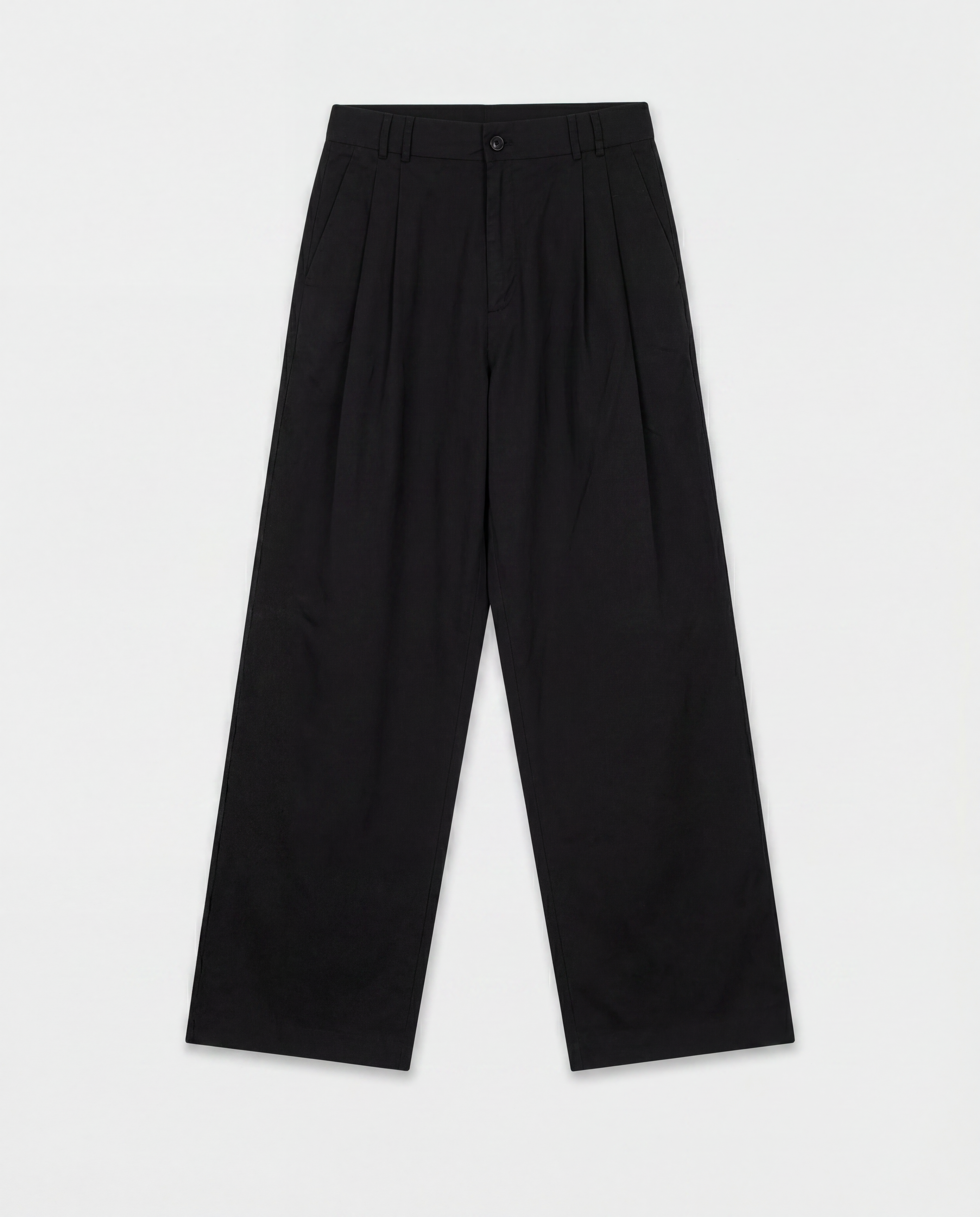 DOUBLE PLEAT WIDE LEG TROUSER - BLACK