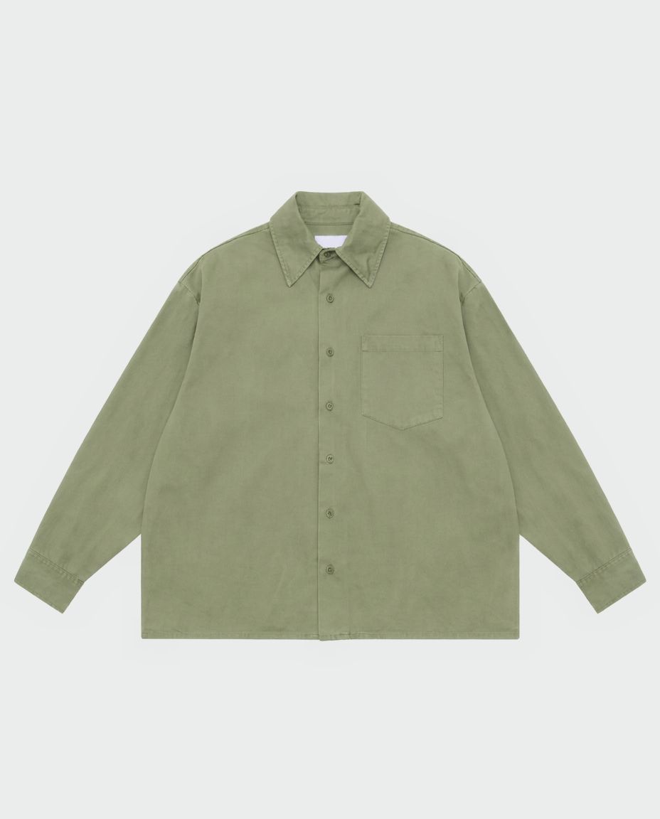 CROP LONG SLEEVE SHIRT - OIL GREEN