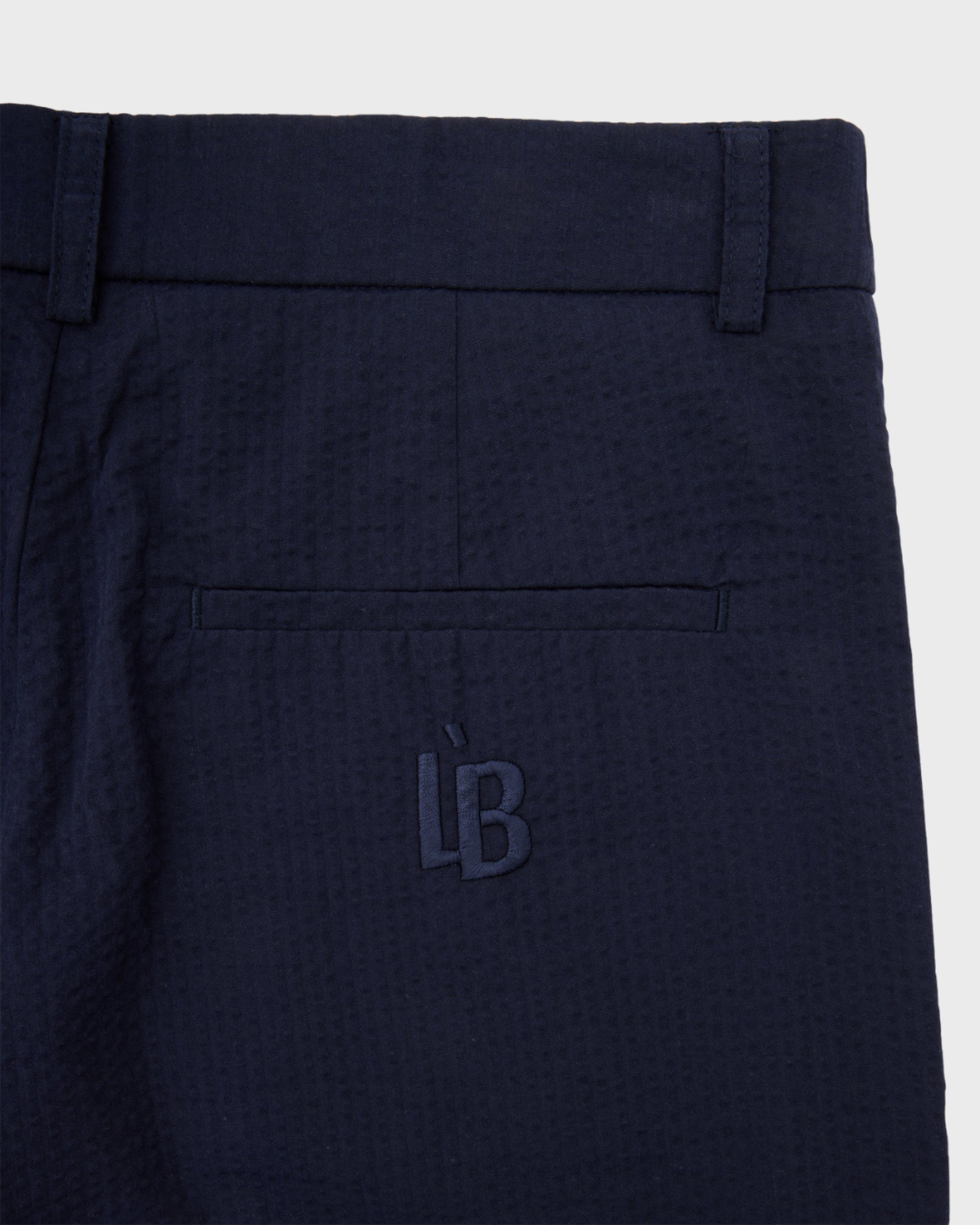 WIDE LEG SEERSUCKER TROUSER - NAVY