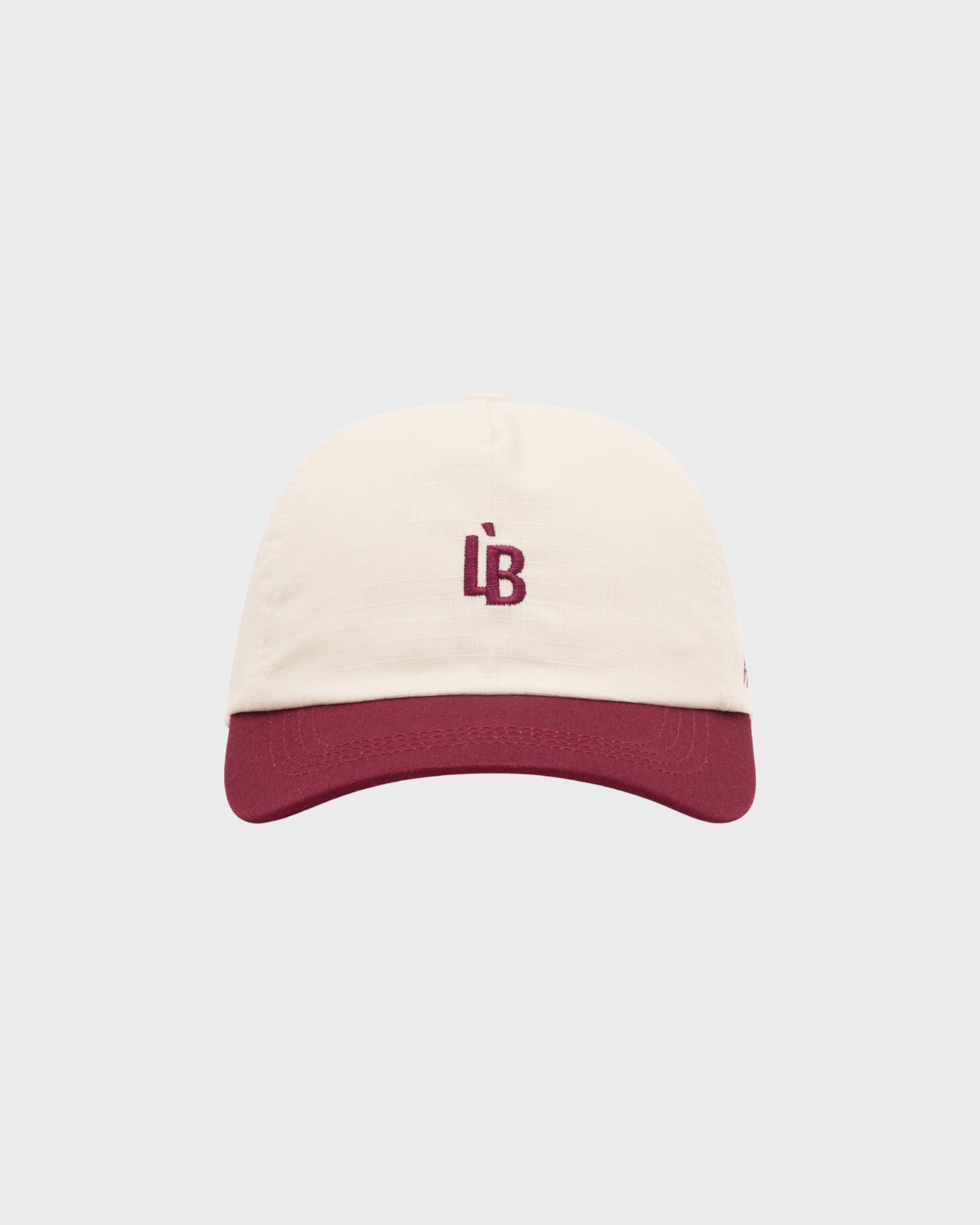 LÈ BAUS 5 PANEL CAP - CREAM/BURGUNDY