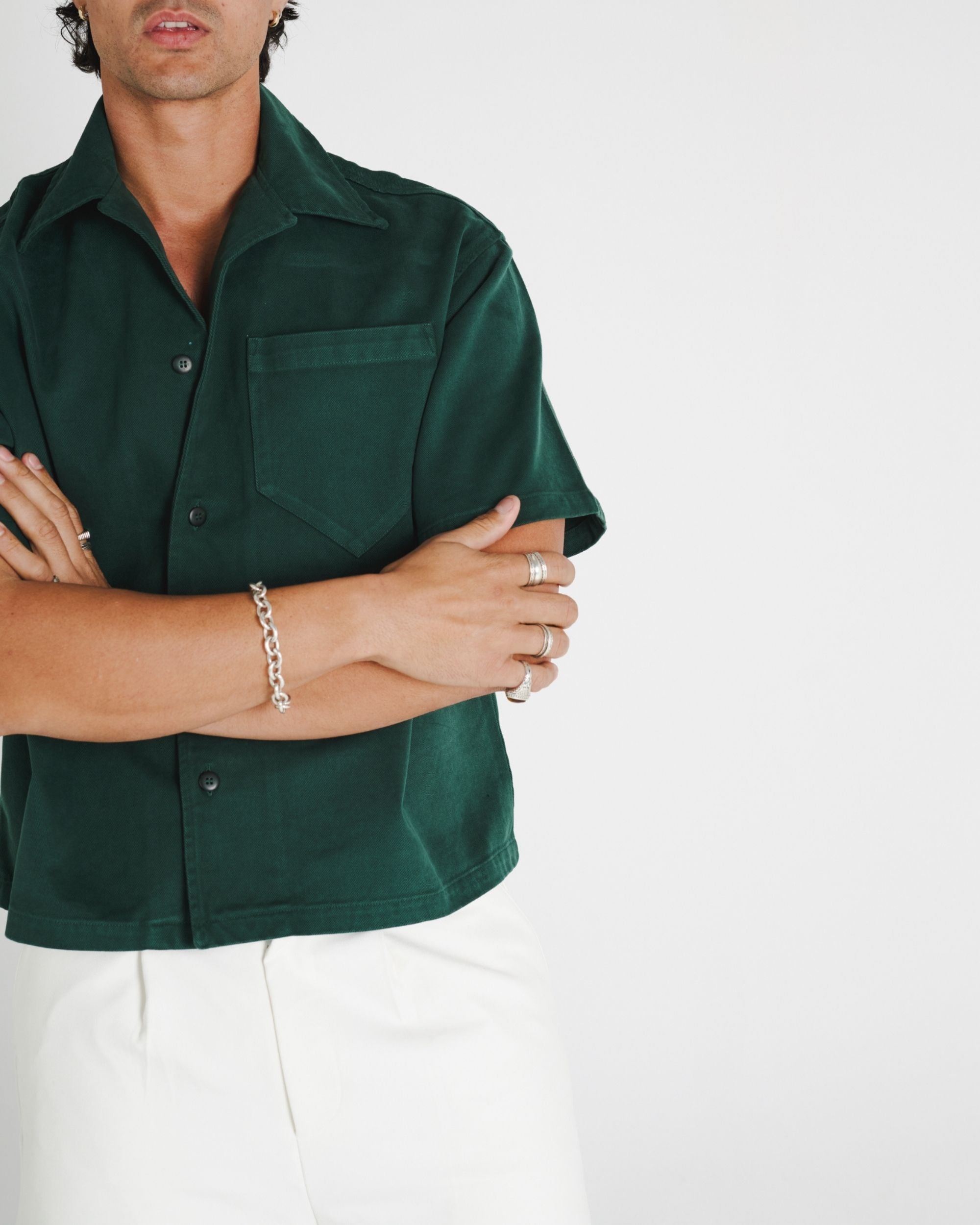 LOGO CROP SHIRT - GREEN