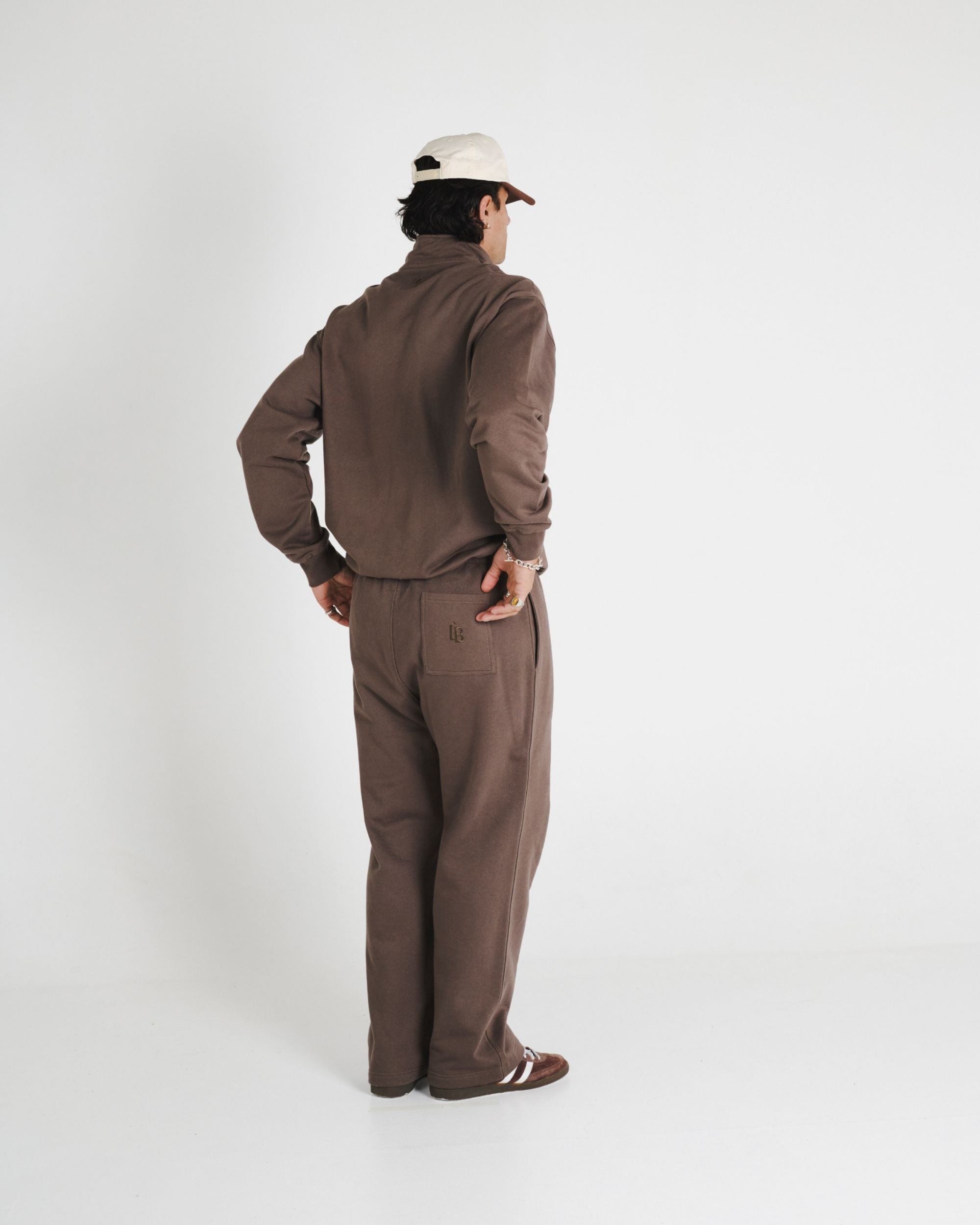 WIDE LEG SWEAT PANTS - BROWN