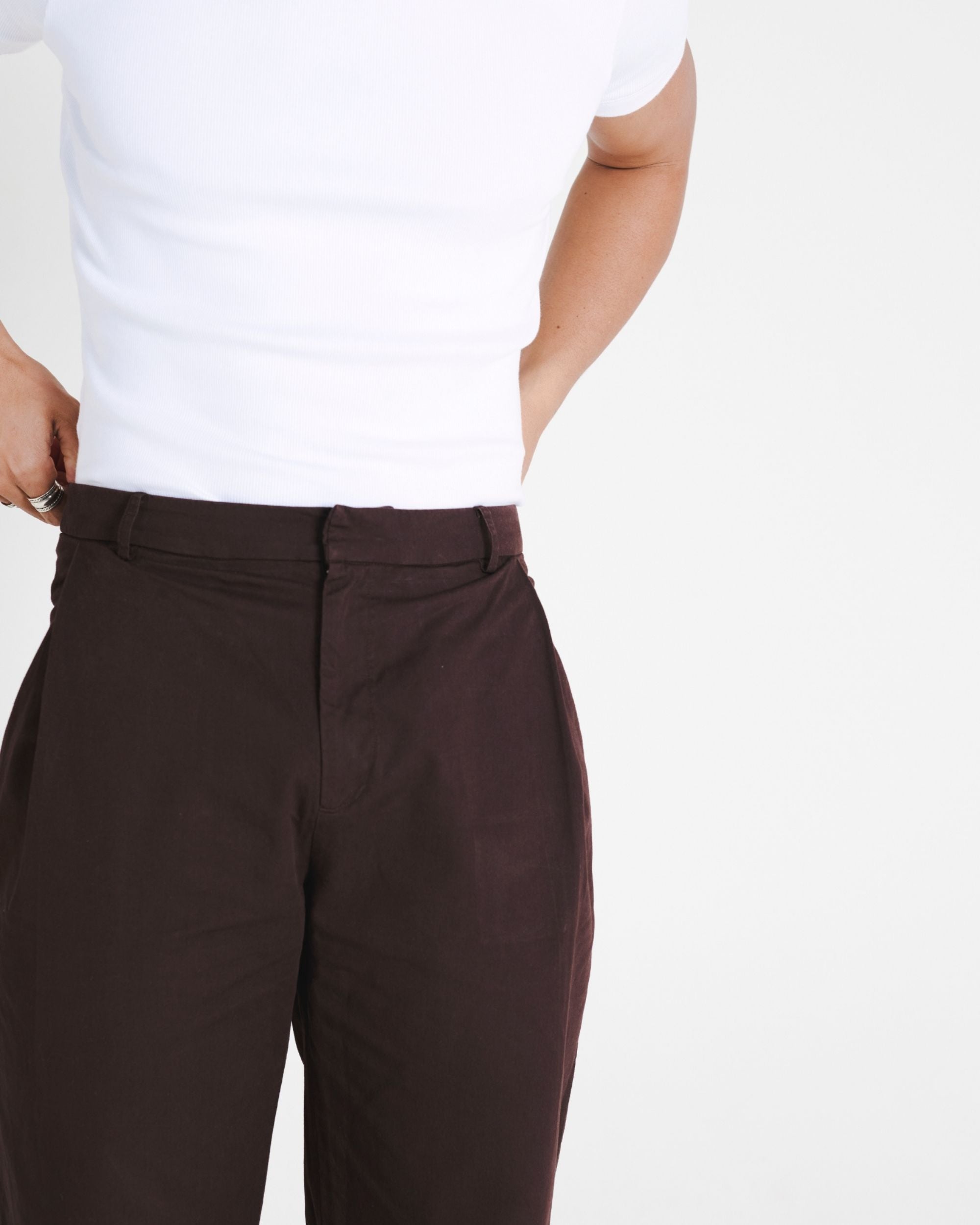 WIDE LEG TROUSER - BROWN