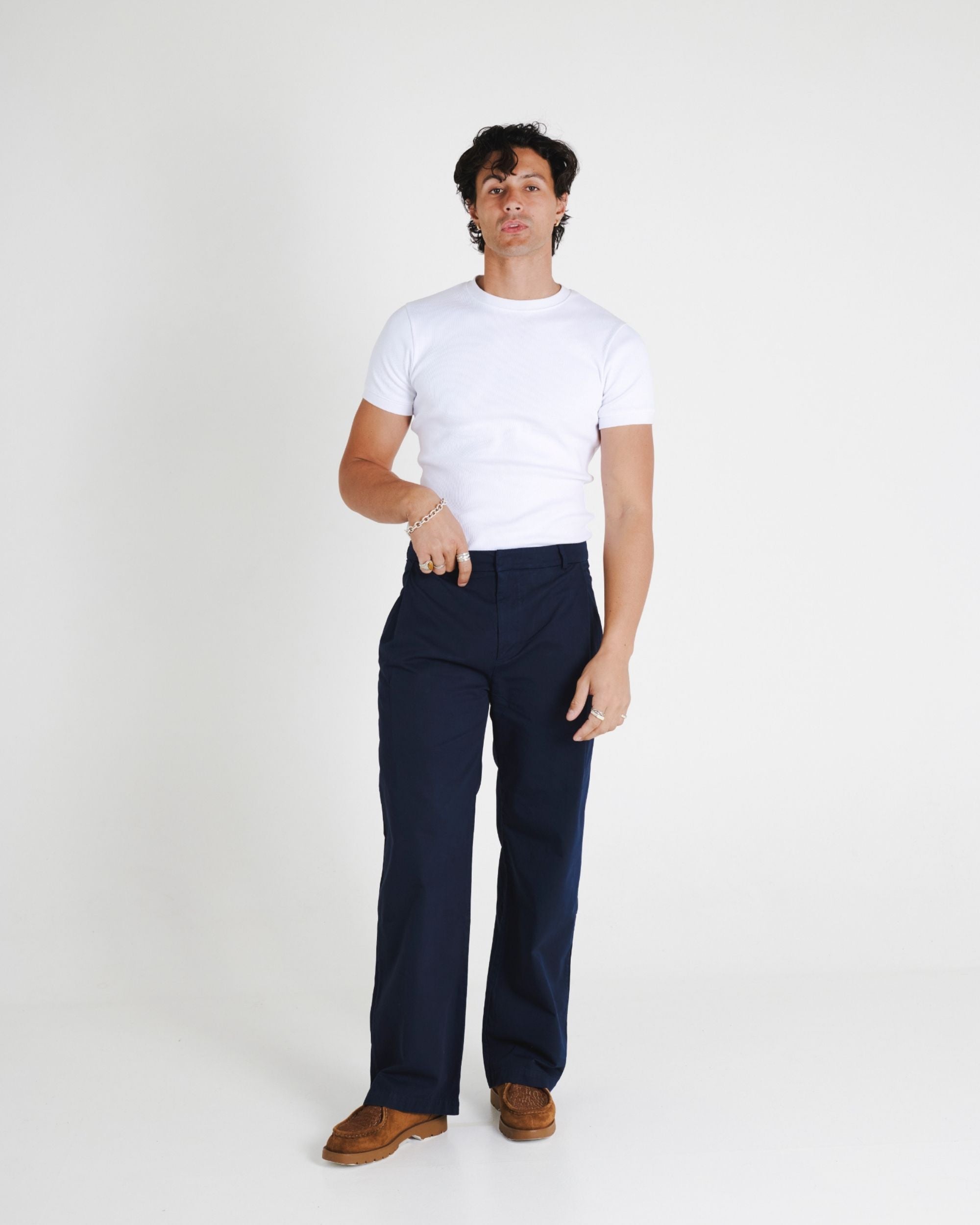 WIDE LEG TROUSER - NAVY
