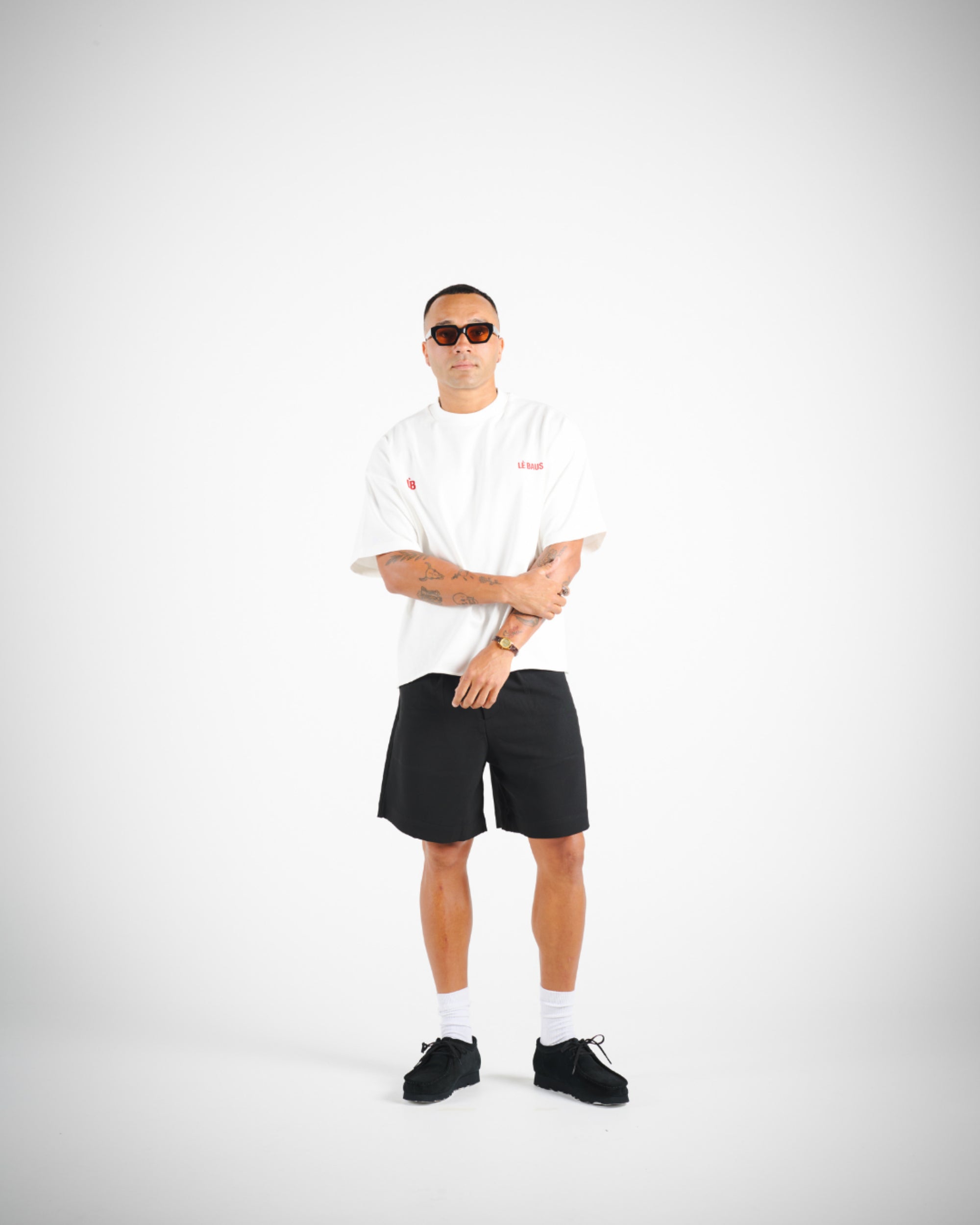 CROP DOUBLE LOGO T-SHIRT - WHT/RED