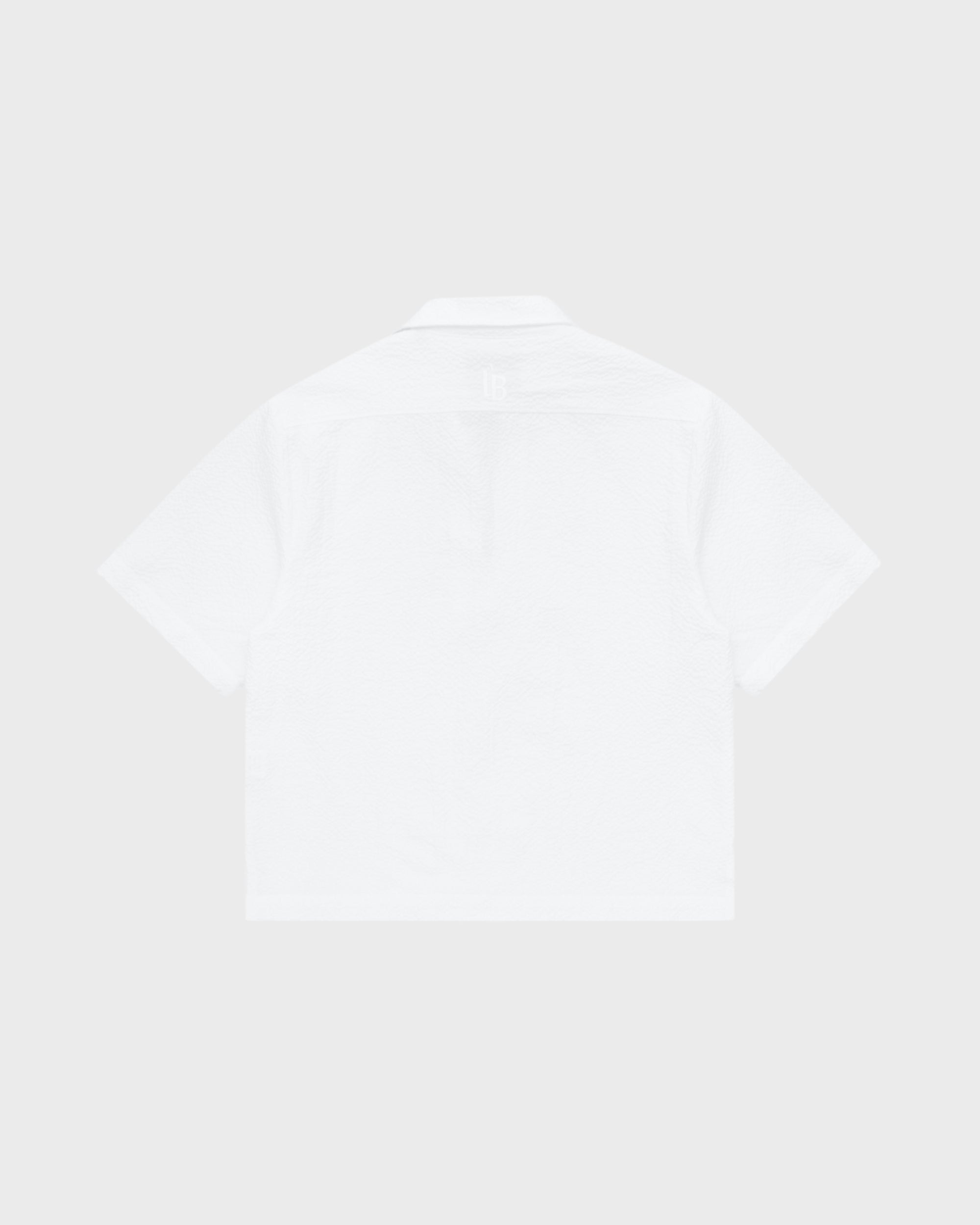 V NECK SEERSUCKER SHIRT - WHITE