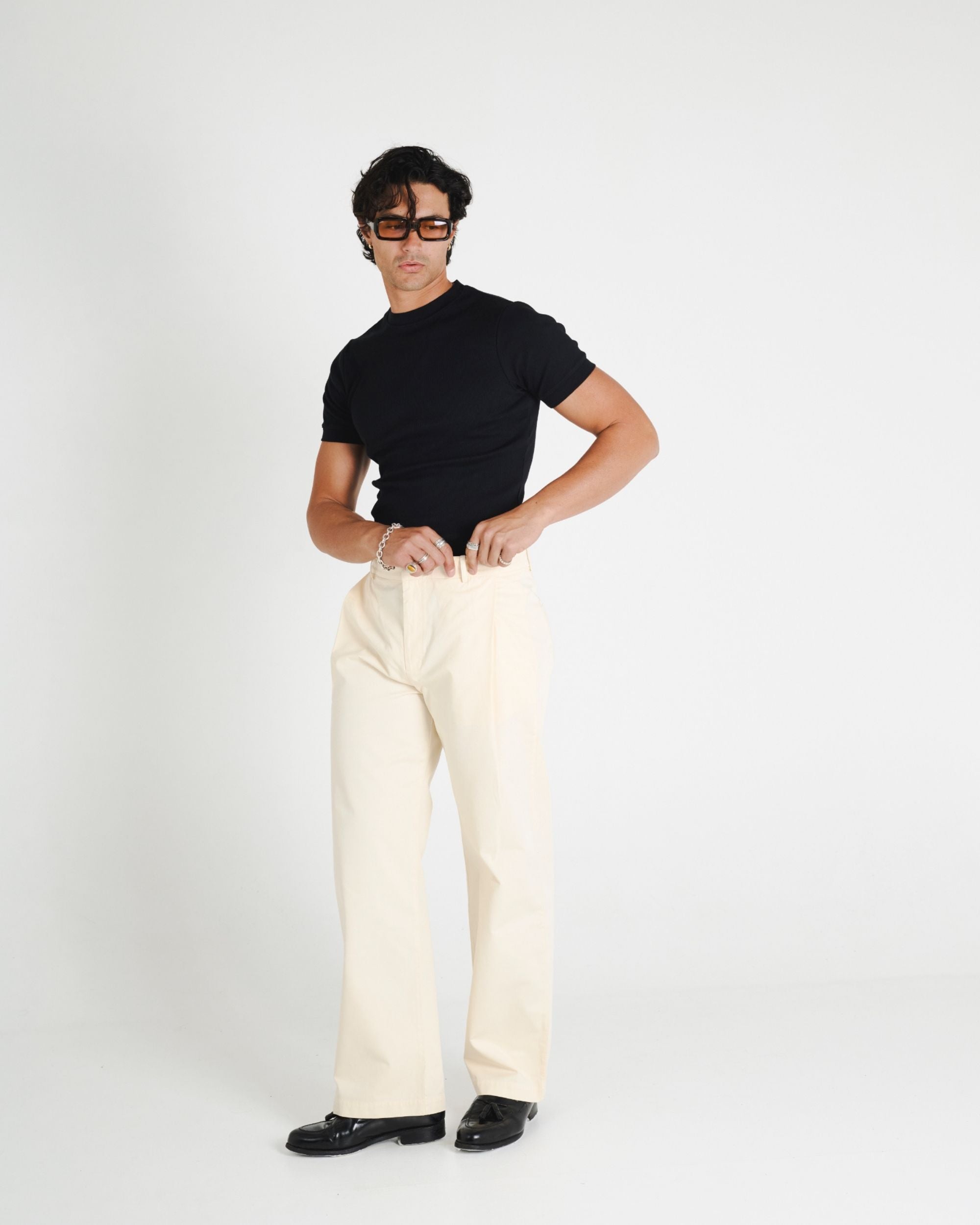 WIDE LEG TROUSER - CREAM