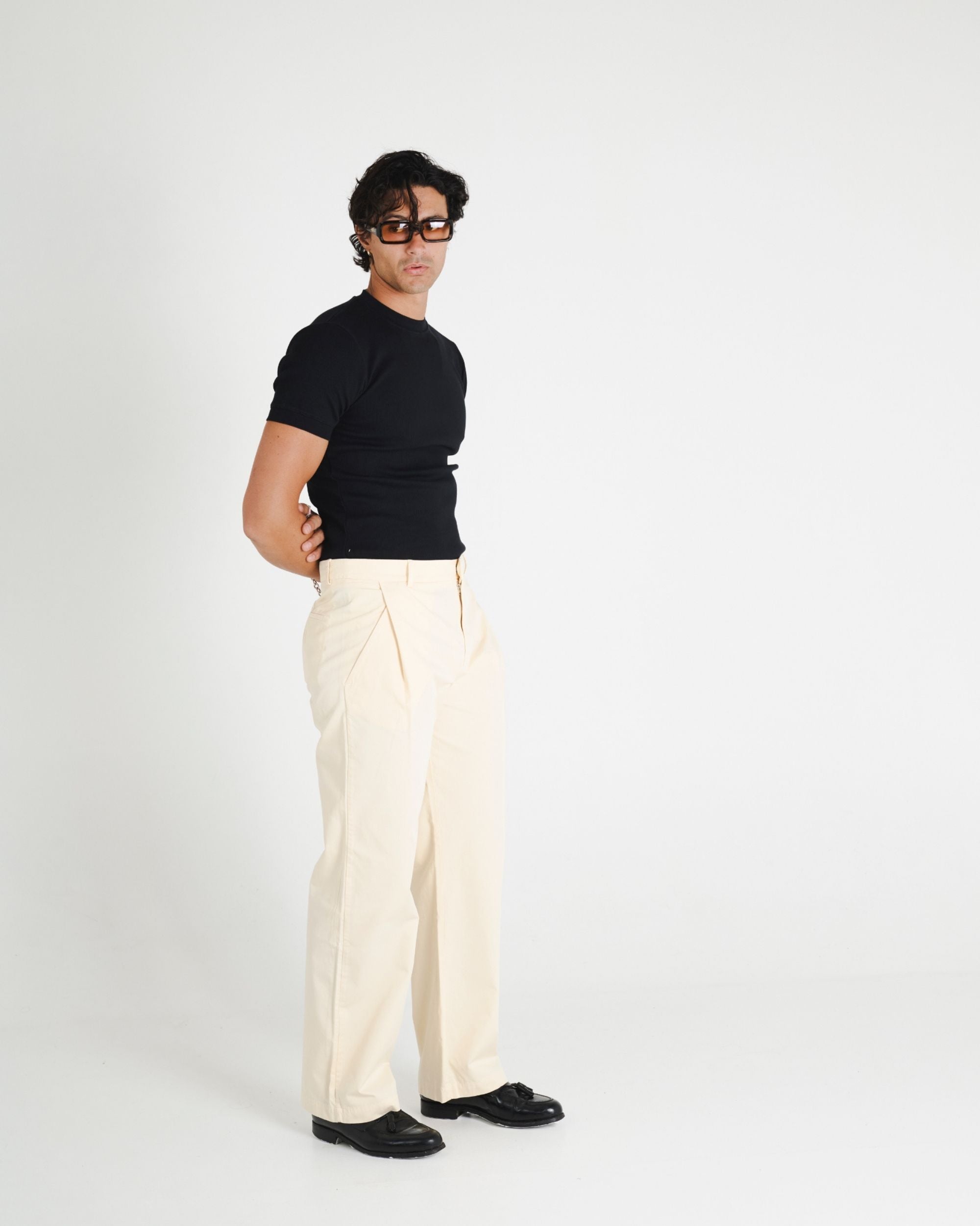 WIDE LEG TROUSER - CREAM
