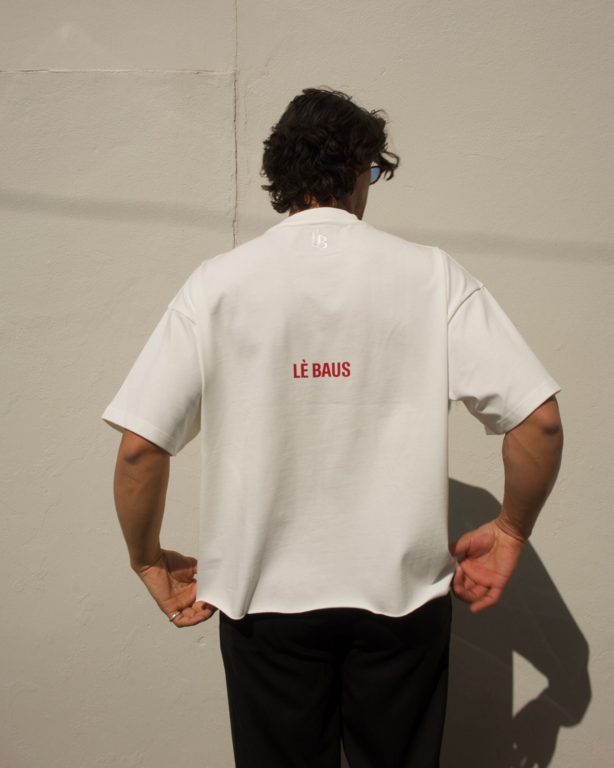 CROP DOUBLE LOGO T-SHIRT - WHT/RED