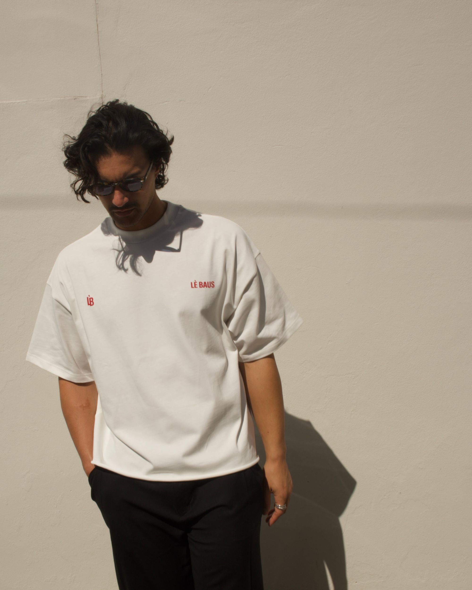 CROP DOUBLE LOGO T-SHIRT - WHT/RED