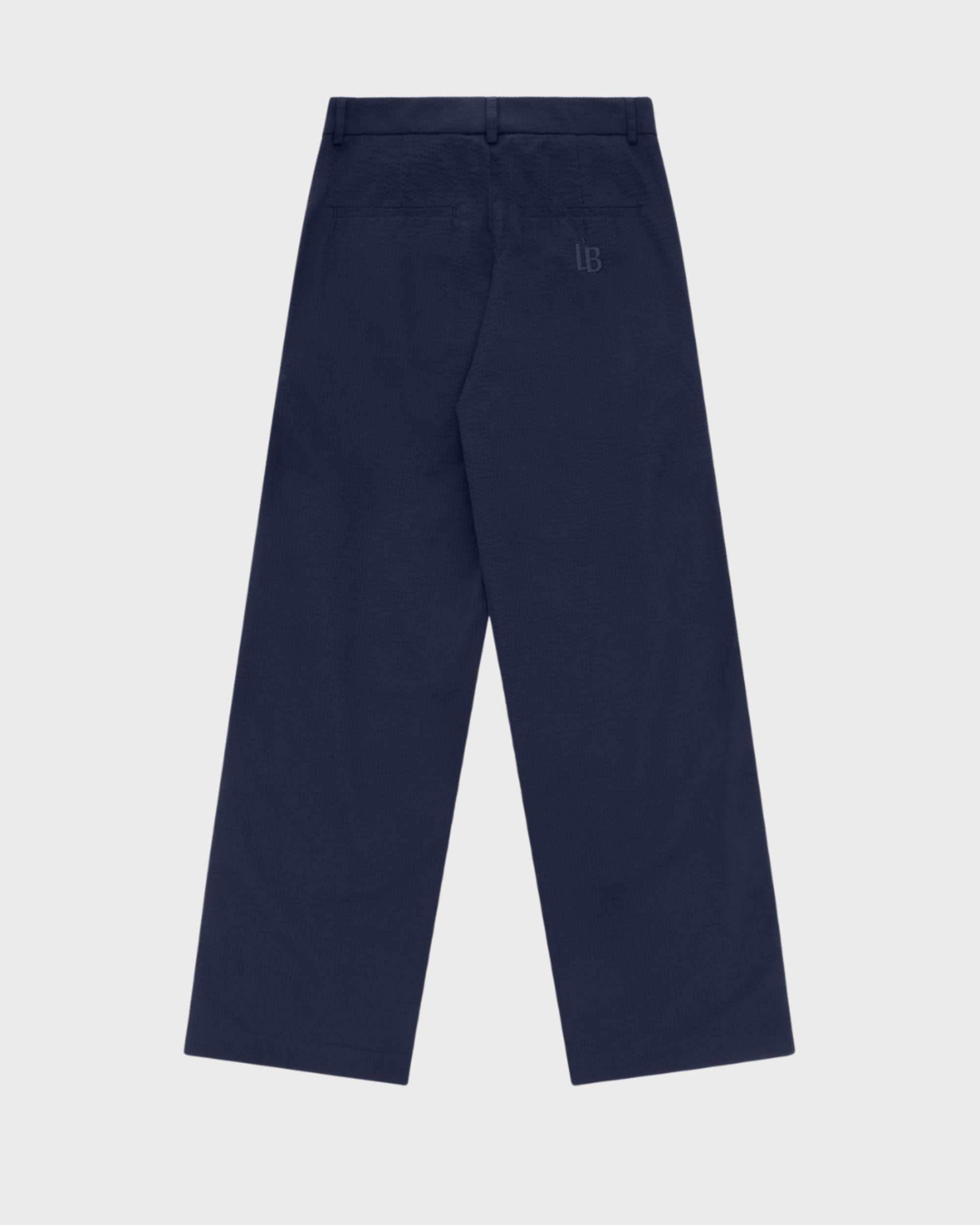 WIDE LEG SEERSUCKER TROUSER - NAVY