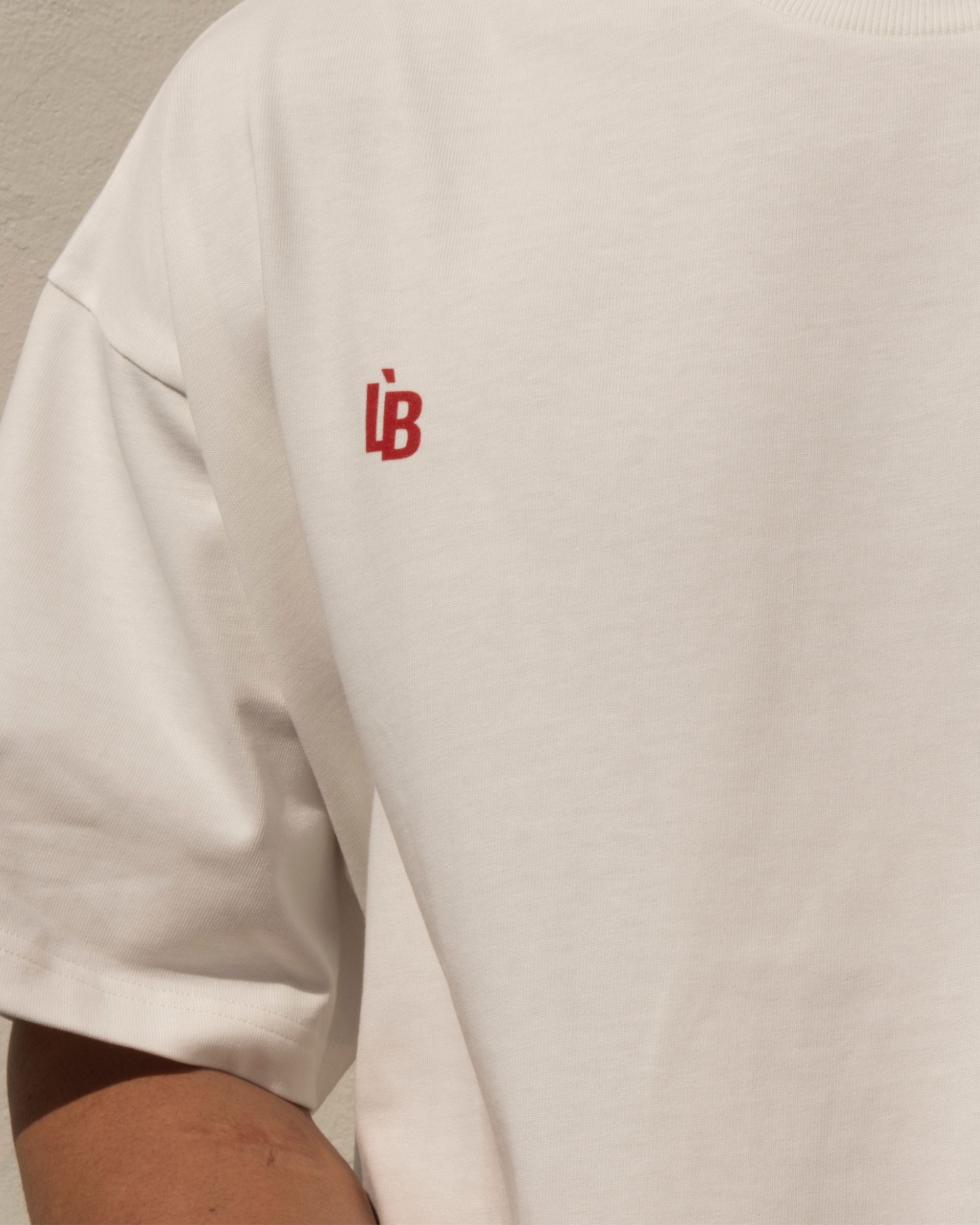 CROP DOUBLE LOGO T-SHIRT - WHT/RED