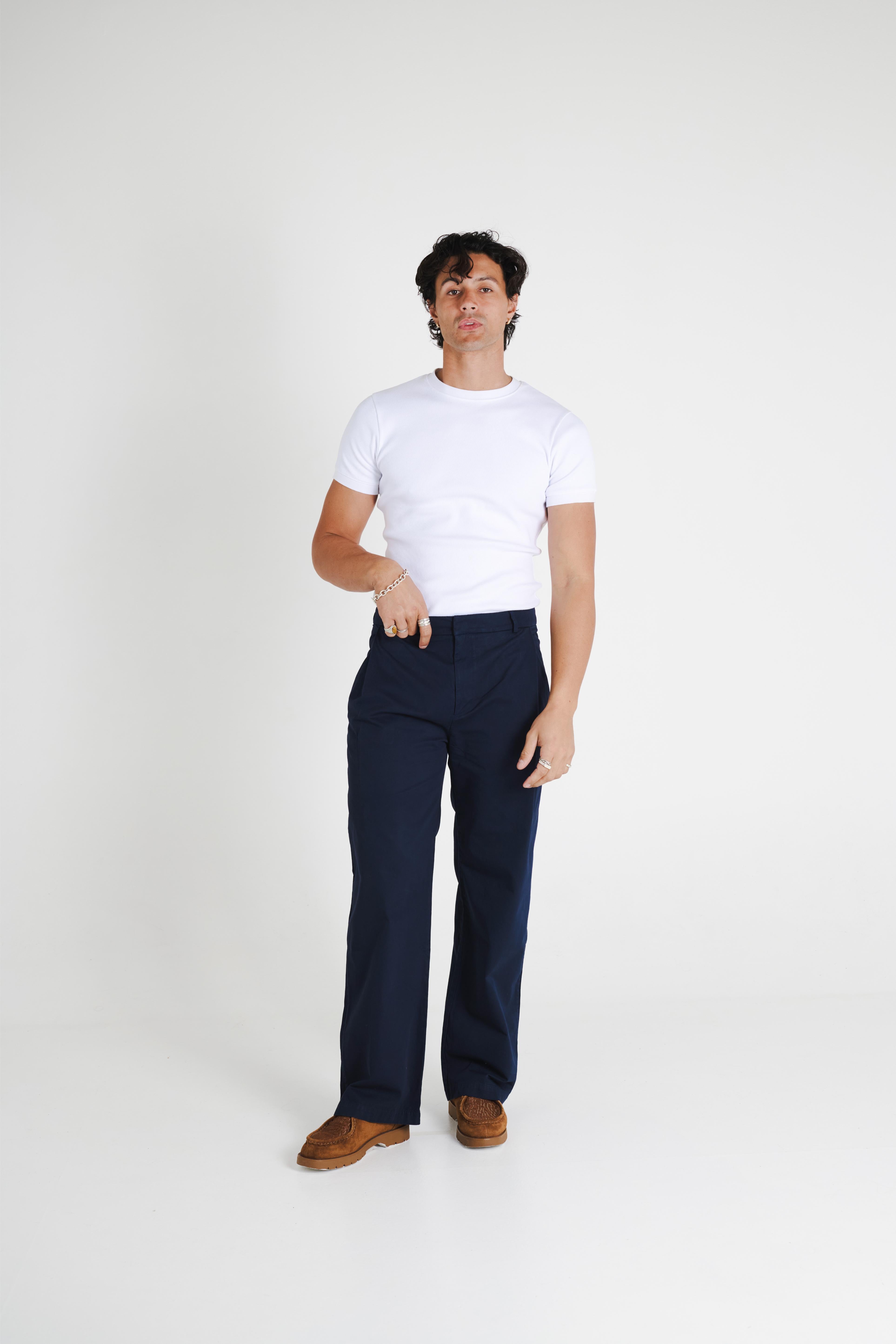 WIDE LEG TROUSER - NAVY