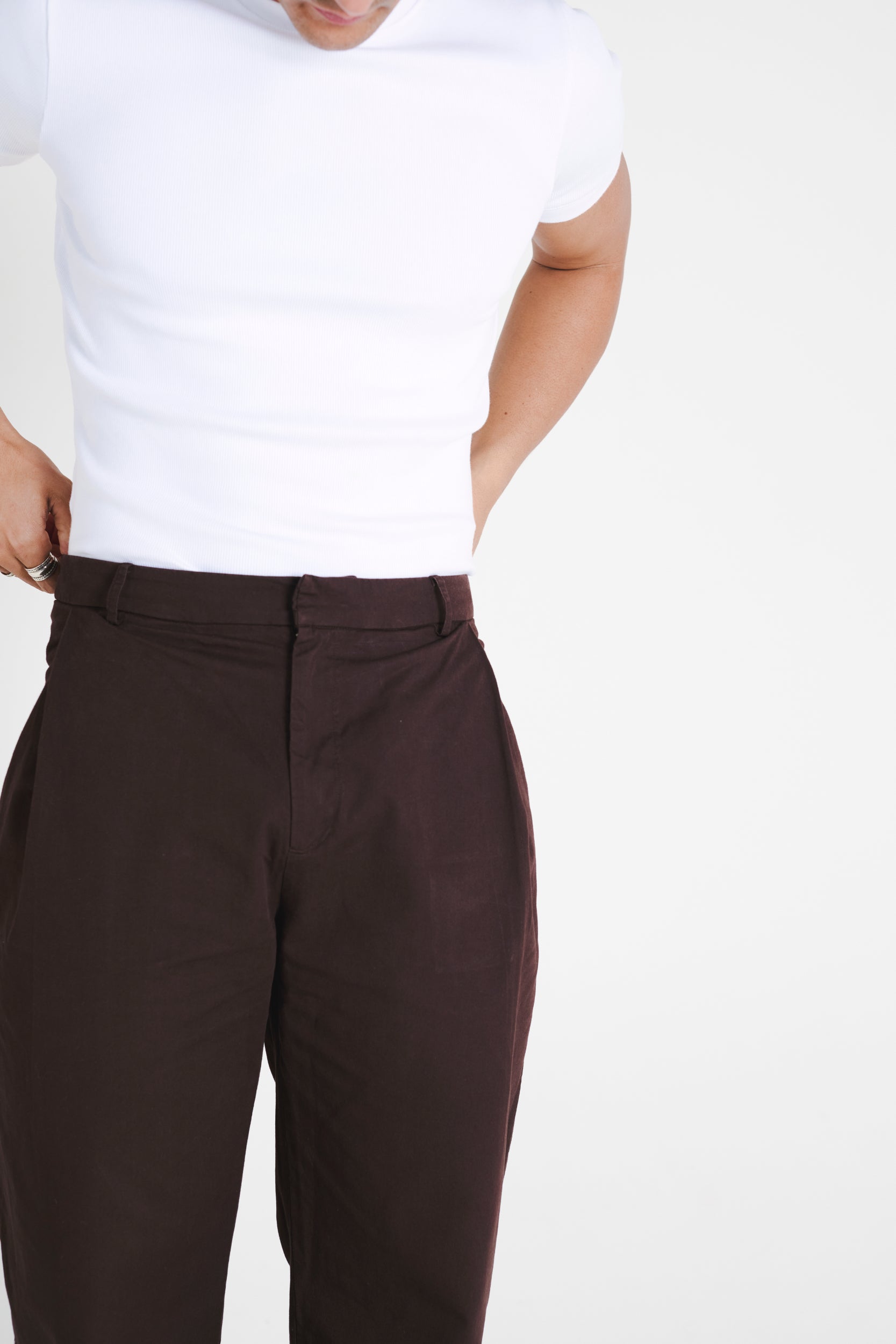 WIDE LEG TROUSER - BROWN