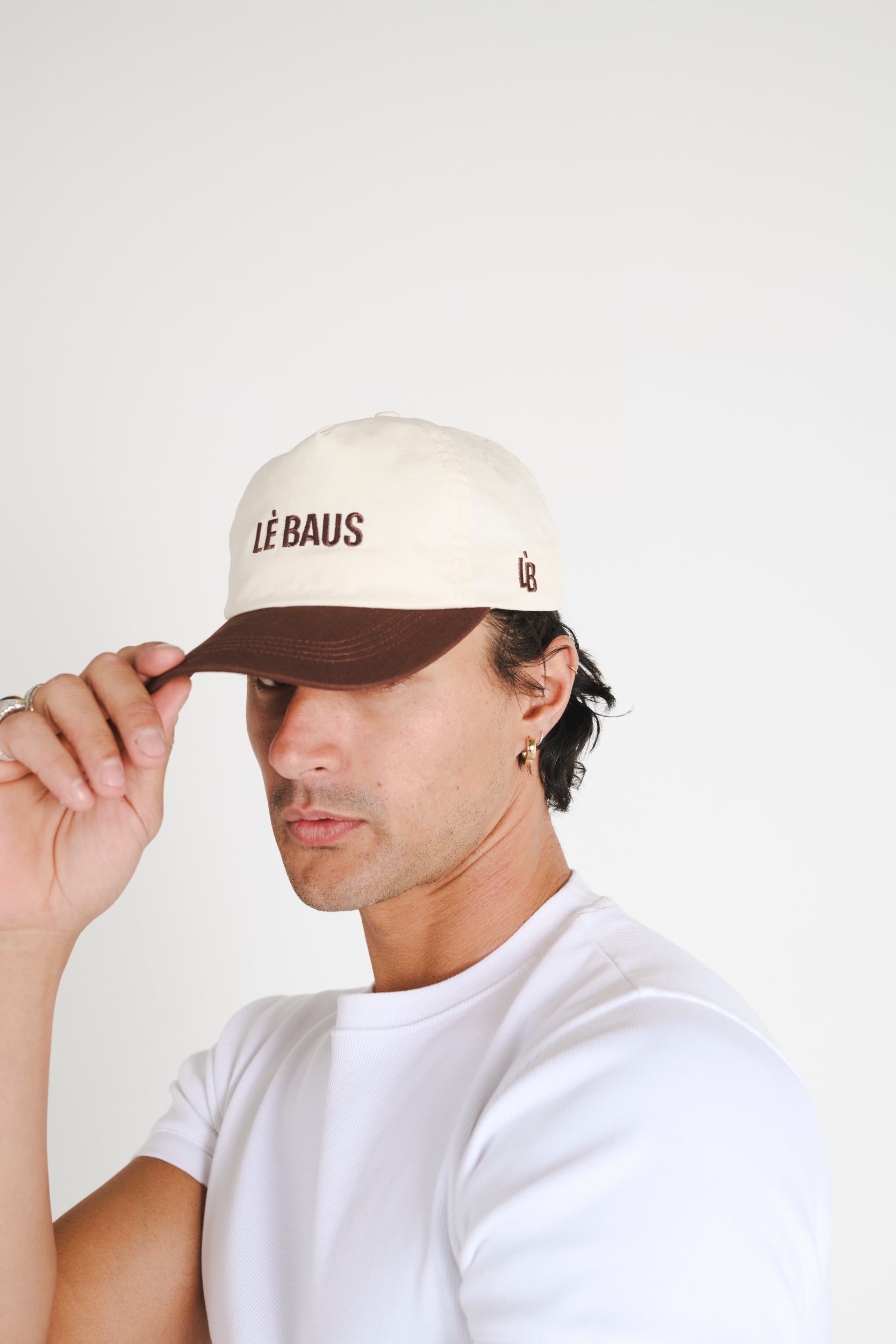 LÈ BAUS 5 PANEL CAP - CREAM/BROWN