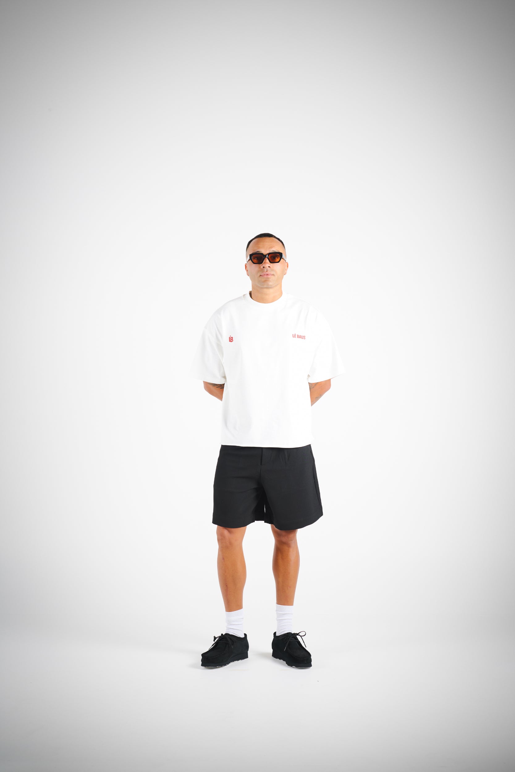 CROP DOUBLE LOGO T-SHIRT - WHT/RED