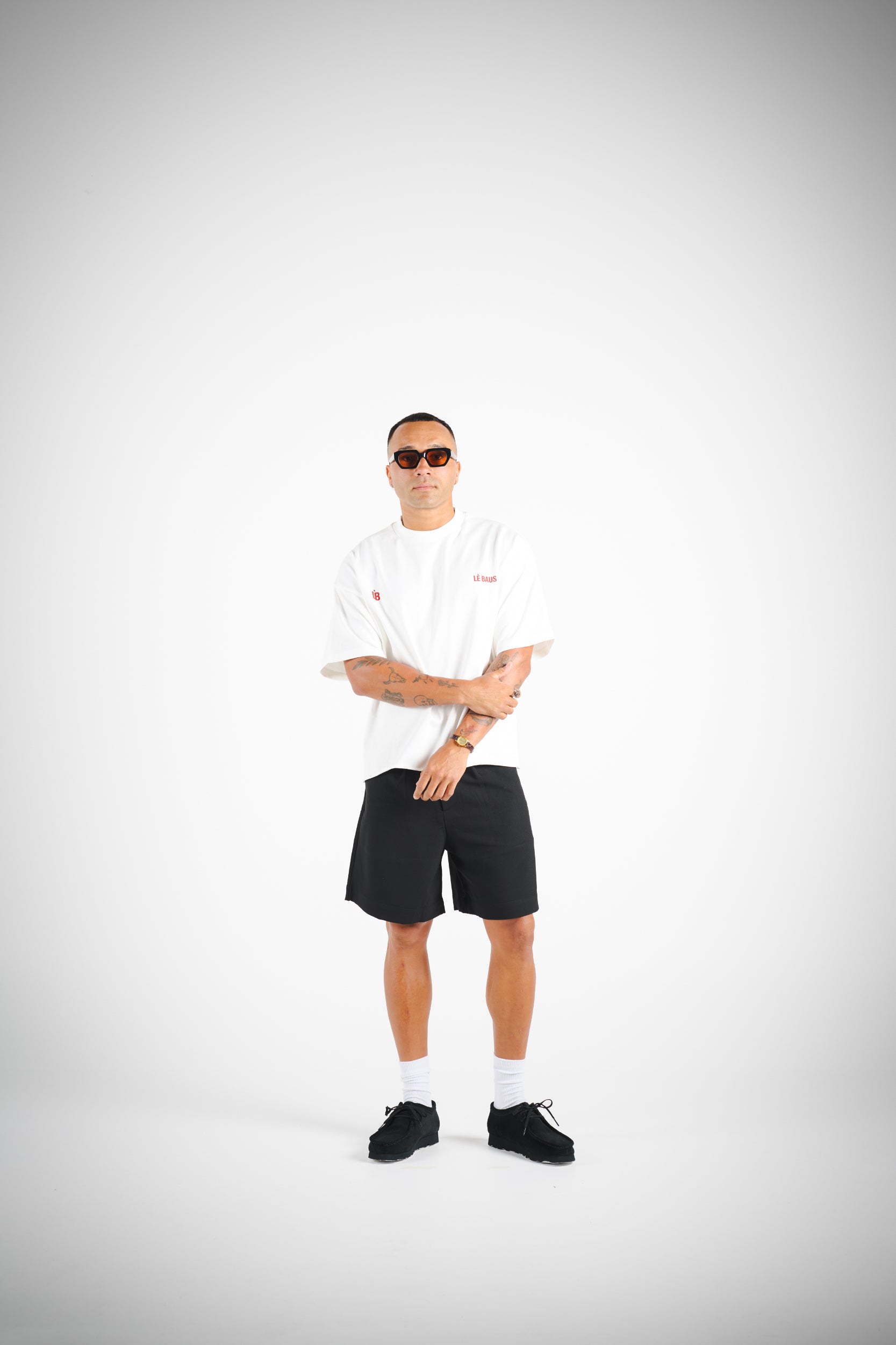 CROP DOUBLE LOGO T-SHIRT - WHT/RED
