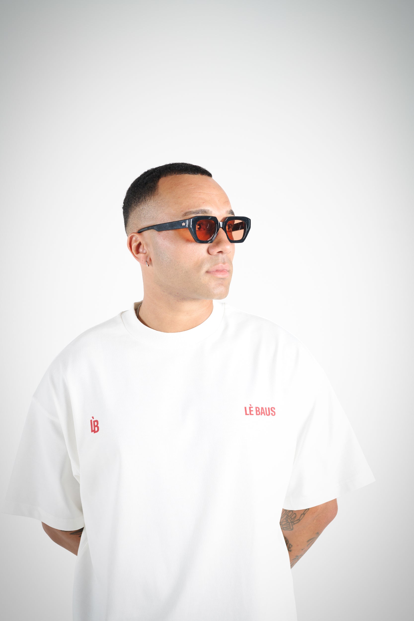 CROP DOUBLE LOGO T-SHIRT - WHT/RED