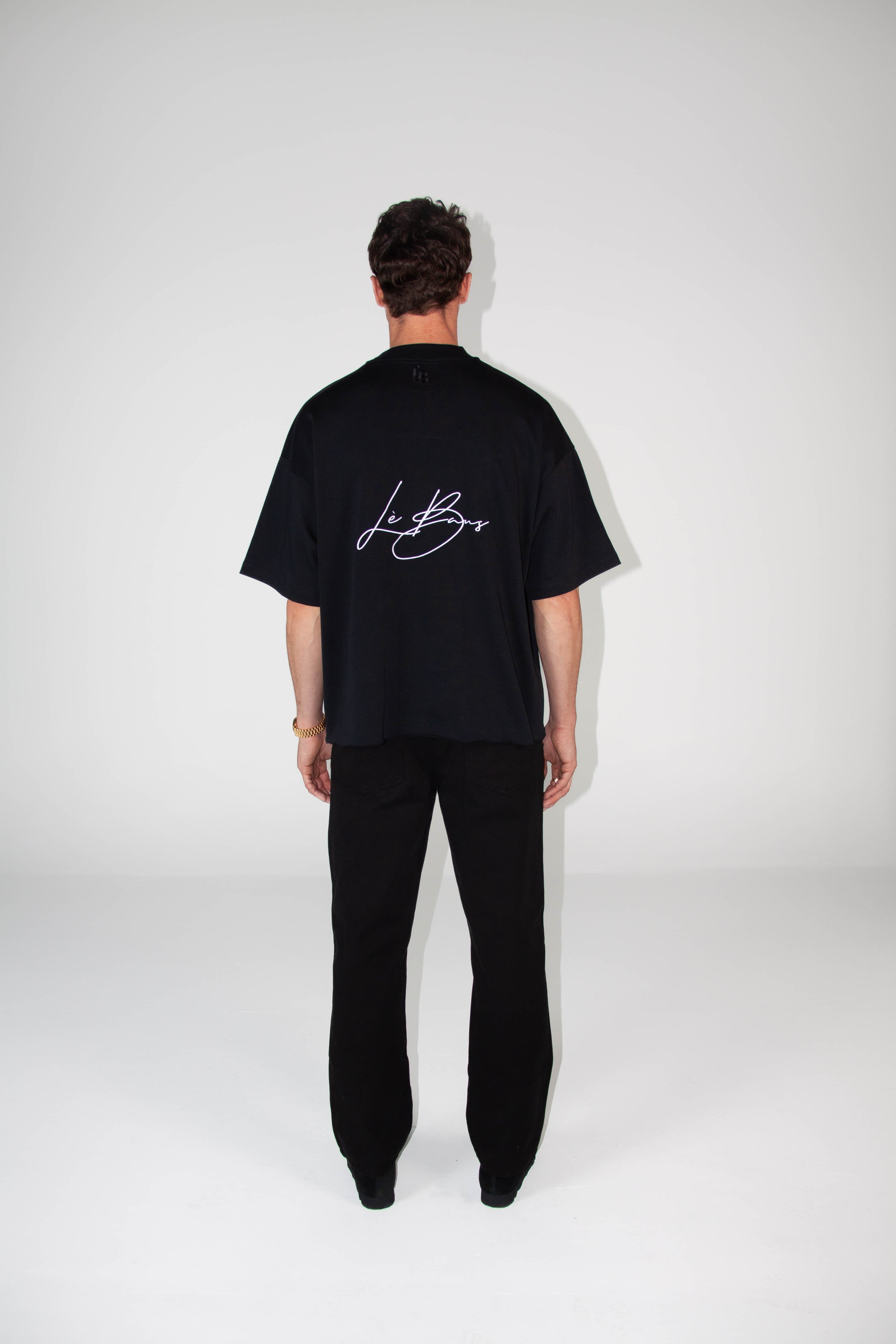 CROP OVERSIZED SCRIPT LOGO T-SHIRT