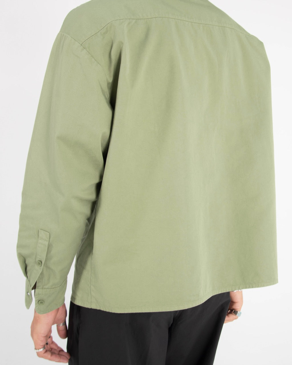 CROP LONG SLEEVE SHIRT - OIL GREEN