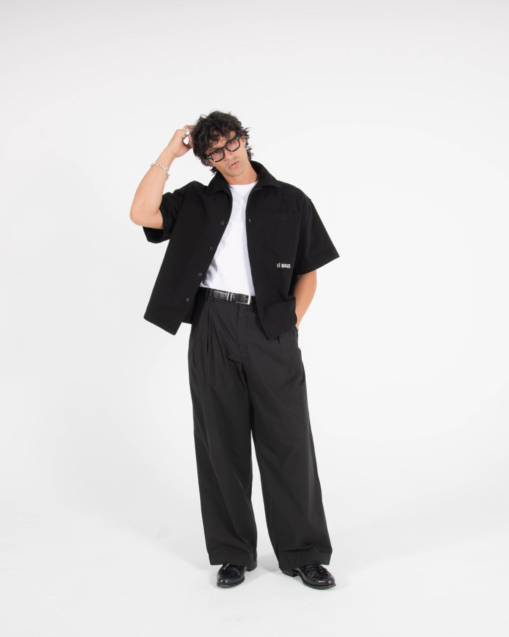 CROP SS OVERSHIRT - BLACK