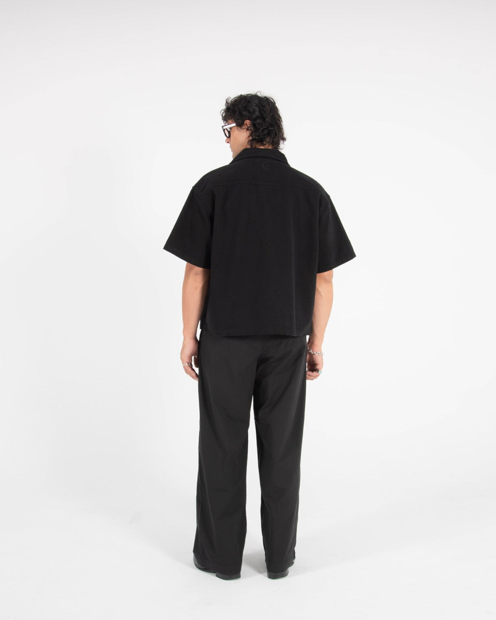 CROP SS OVERSHIRT - BLACK