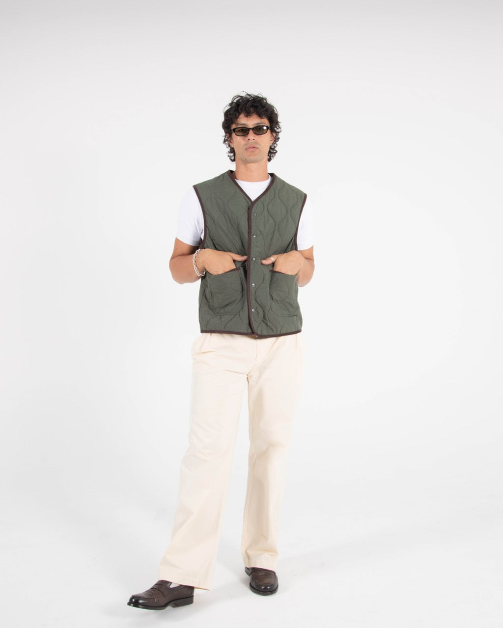 QUILTED GILET - GREEN