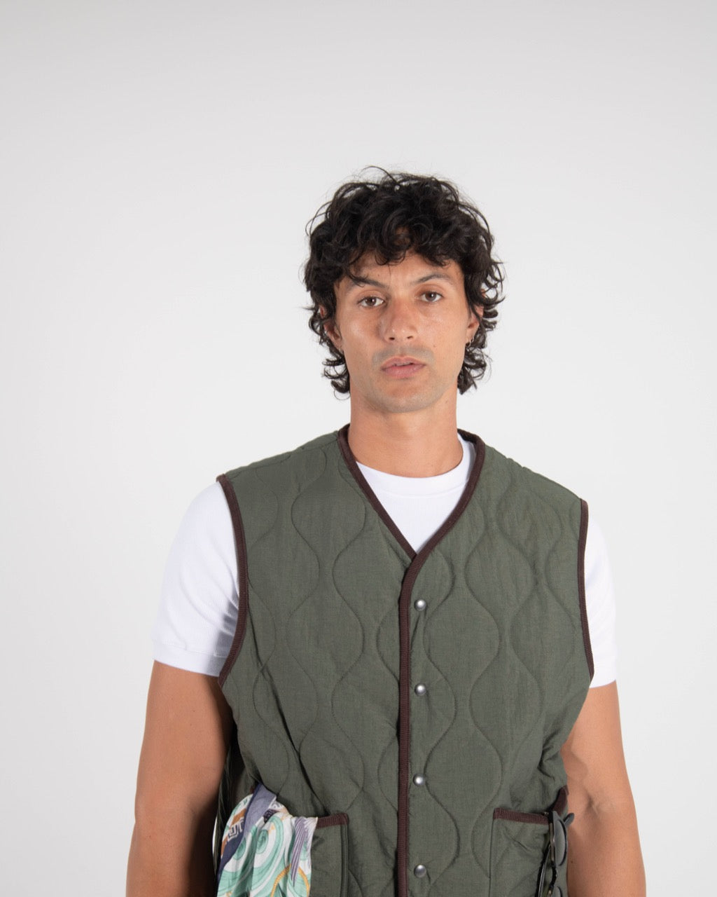 QUILTED GILET - GREEN