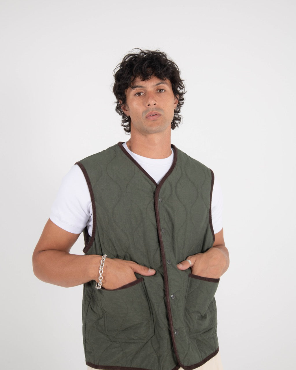 QUILTED GILET - GREEN