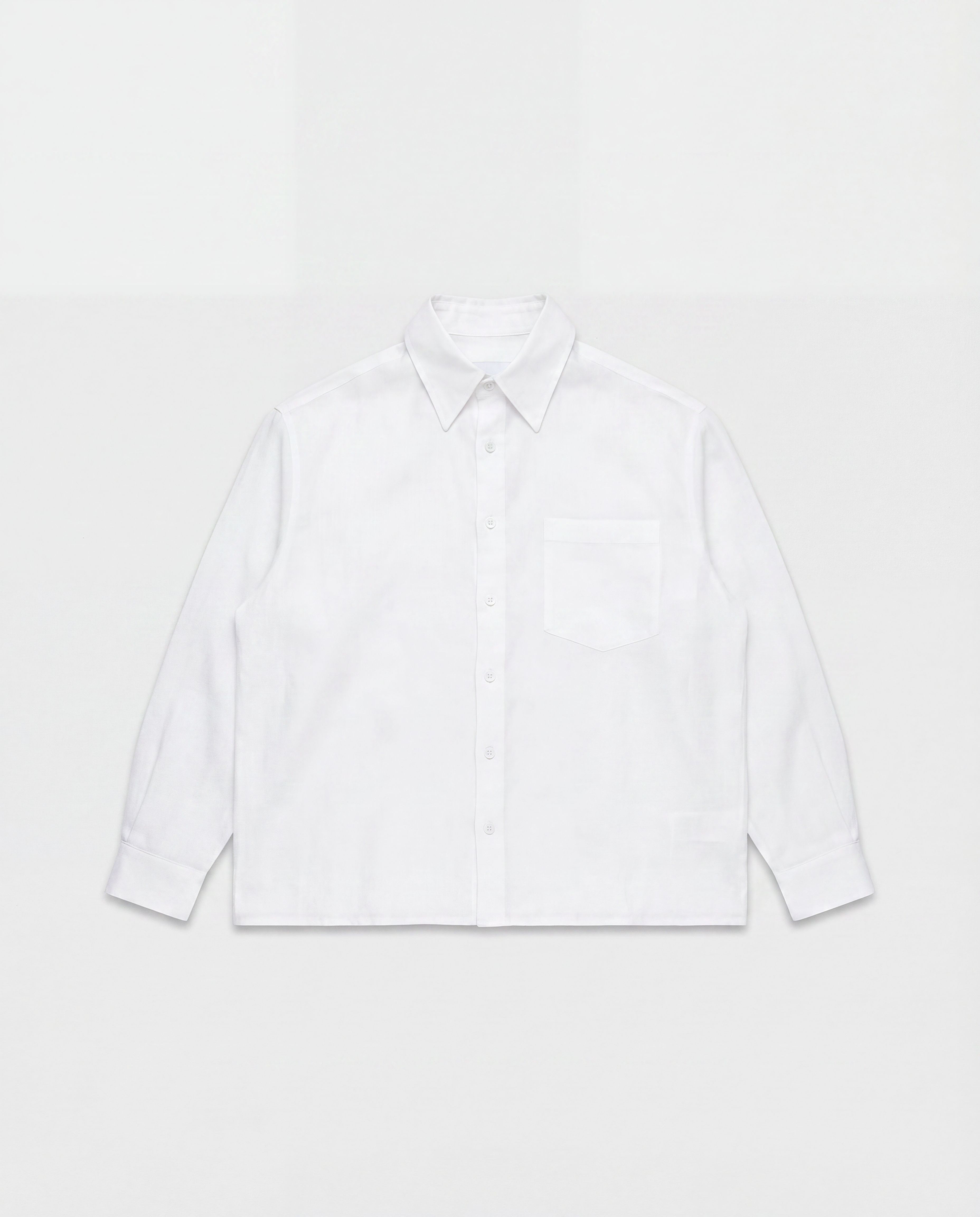 L/S CROP LINEN SHIRT - WHITE