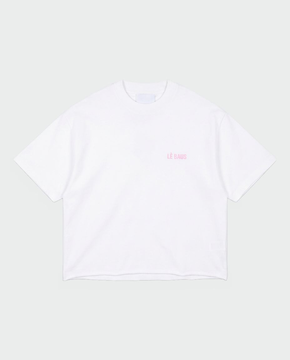 CROP LOGO T-SHIRT - WHITE/PINK
